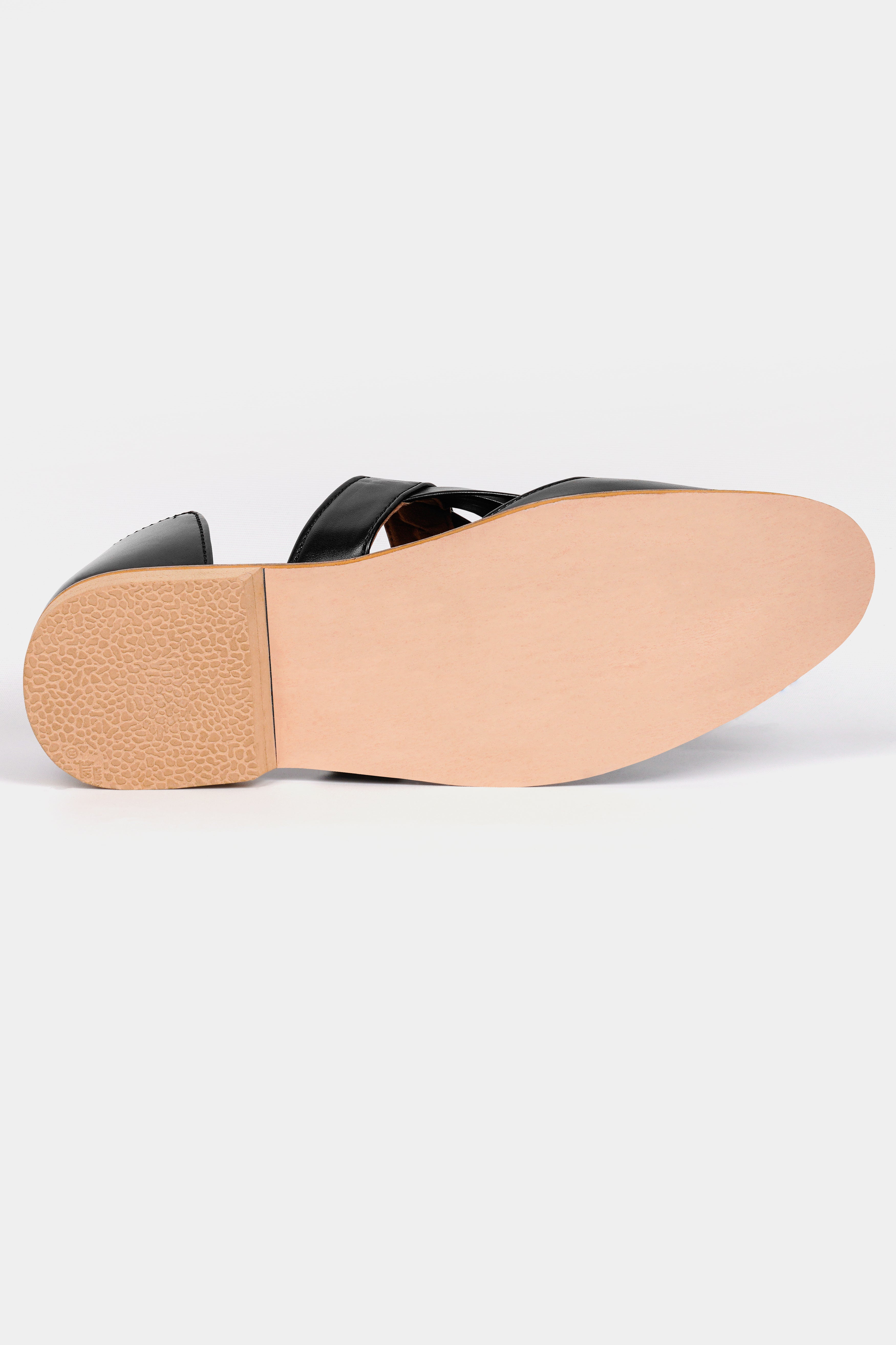 Jade Black Criss Cross Vegan Leather Hand Stitched Pathanis Sandal FT124-6, FT124-7, FT124-8, FT124-9, FT124-10, FT124-11