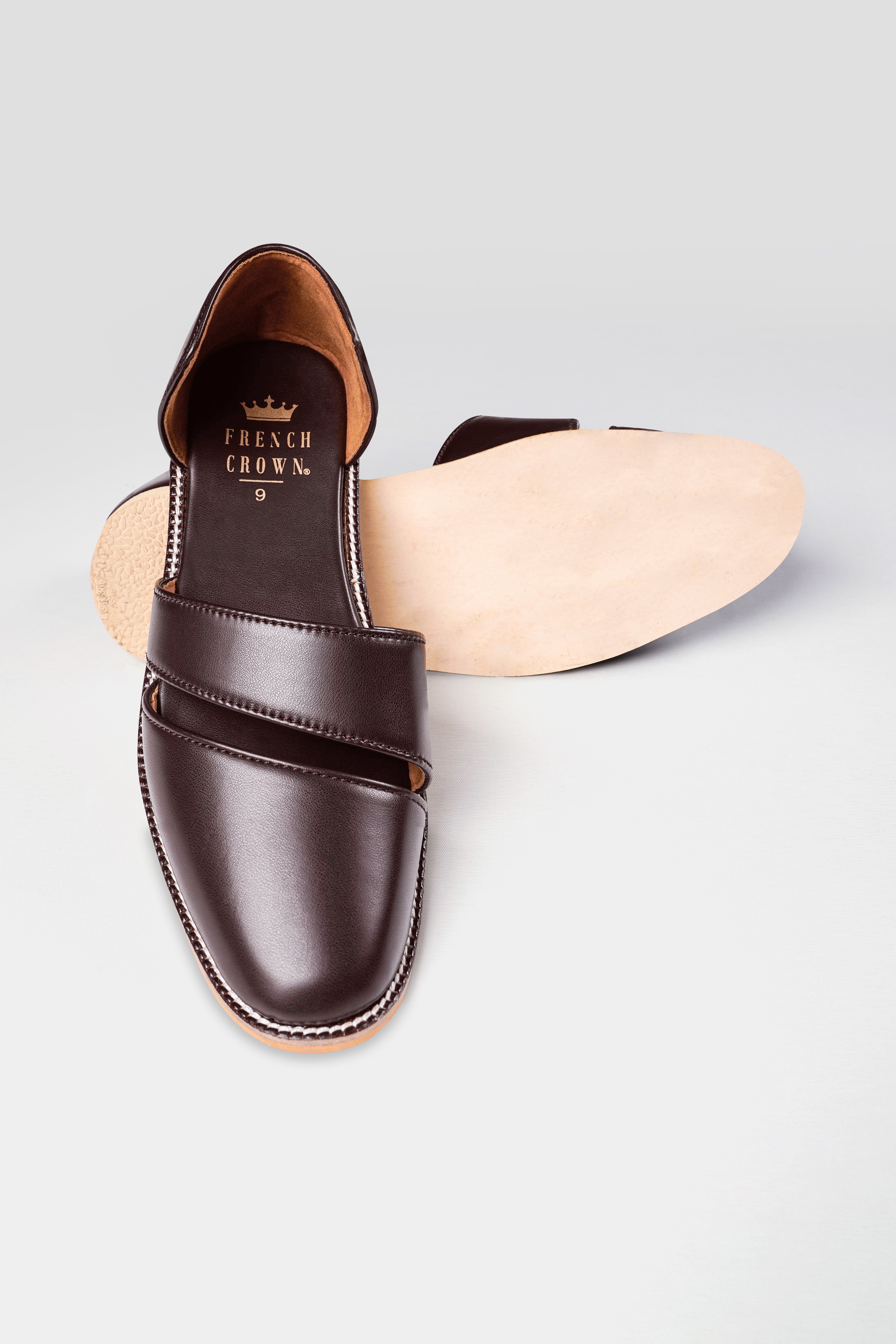 Dark Brown Vegan Leather Hand Stitched Pathanis Sandal FT131-6, FT131-7, FT131-8, FT131-9, FT131-10, FT131-11