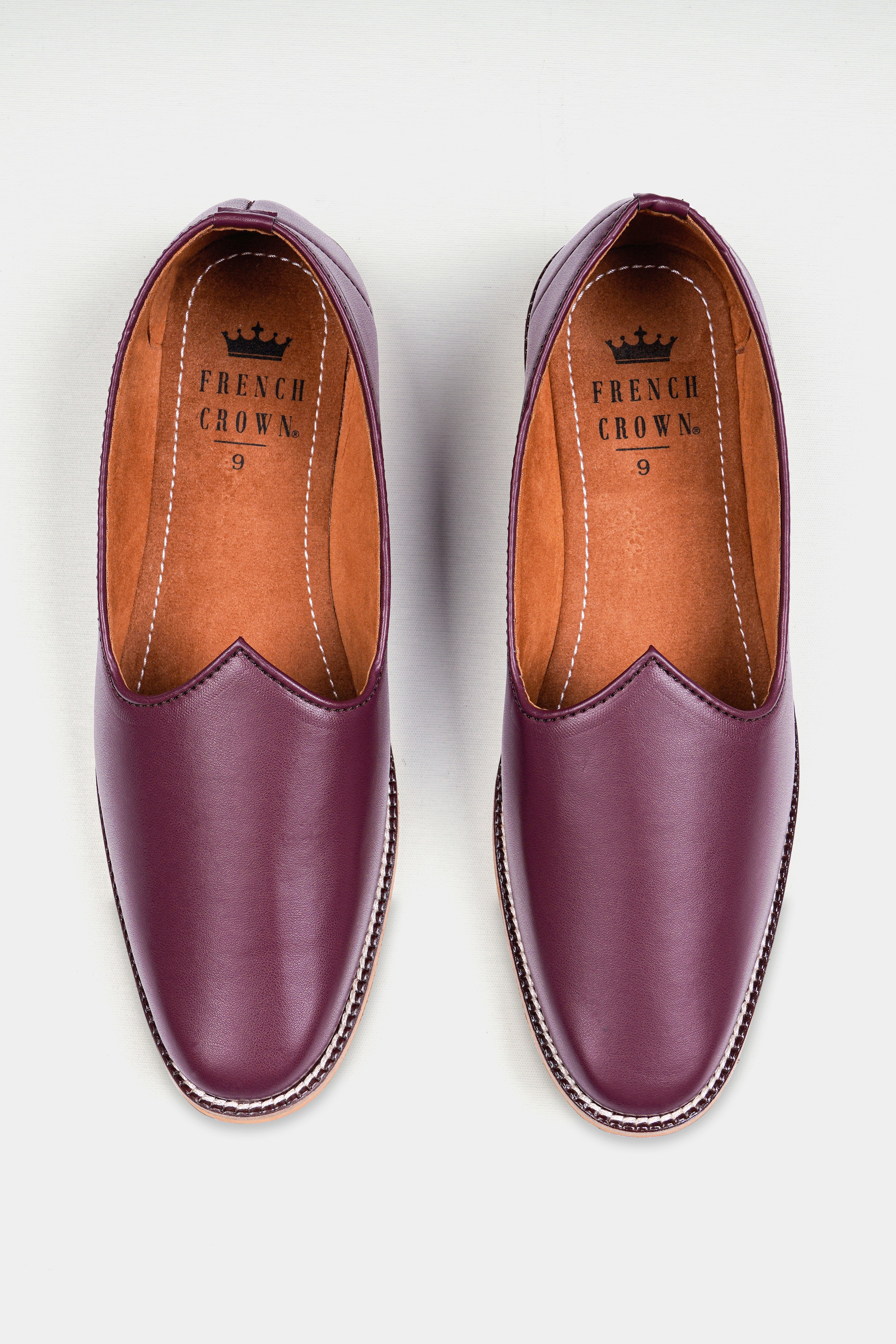 Wine Vegan Leather Hand Stitched Jutis FT140-6, FT140-7, FT140-8, FT140-9, FT140-10, FT140-11