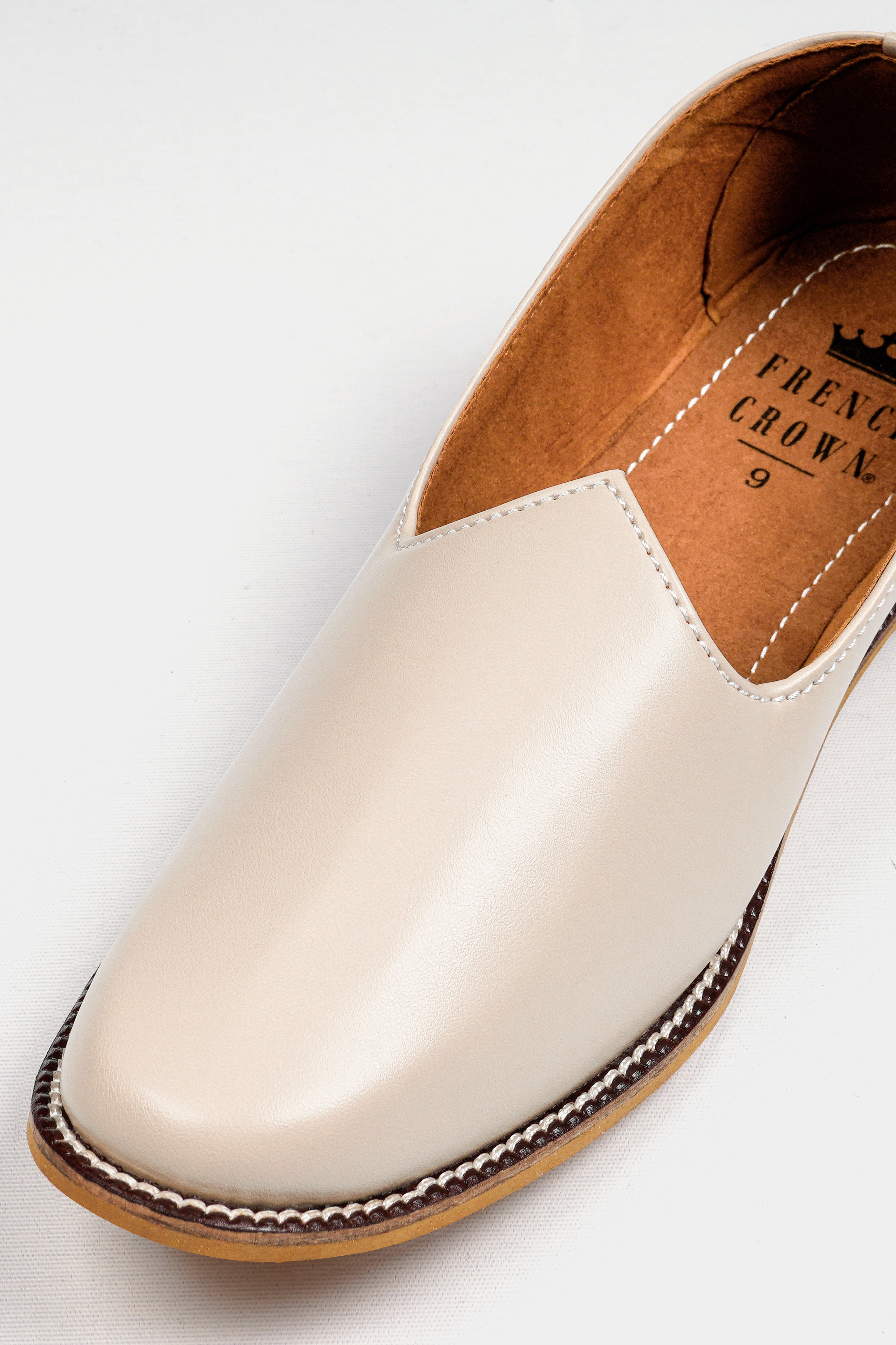 Cream Vegan Leather Hand Stitched Jutis FT143-6, FT143-7, FT143-8, FT143-9, FT143-10, FT143-11