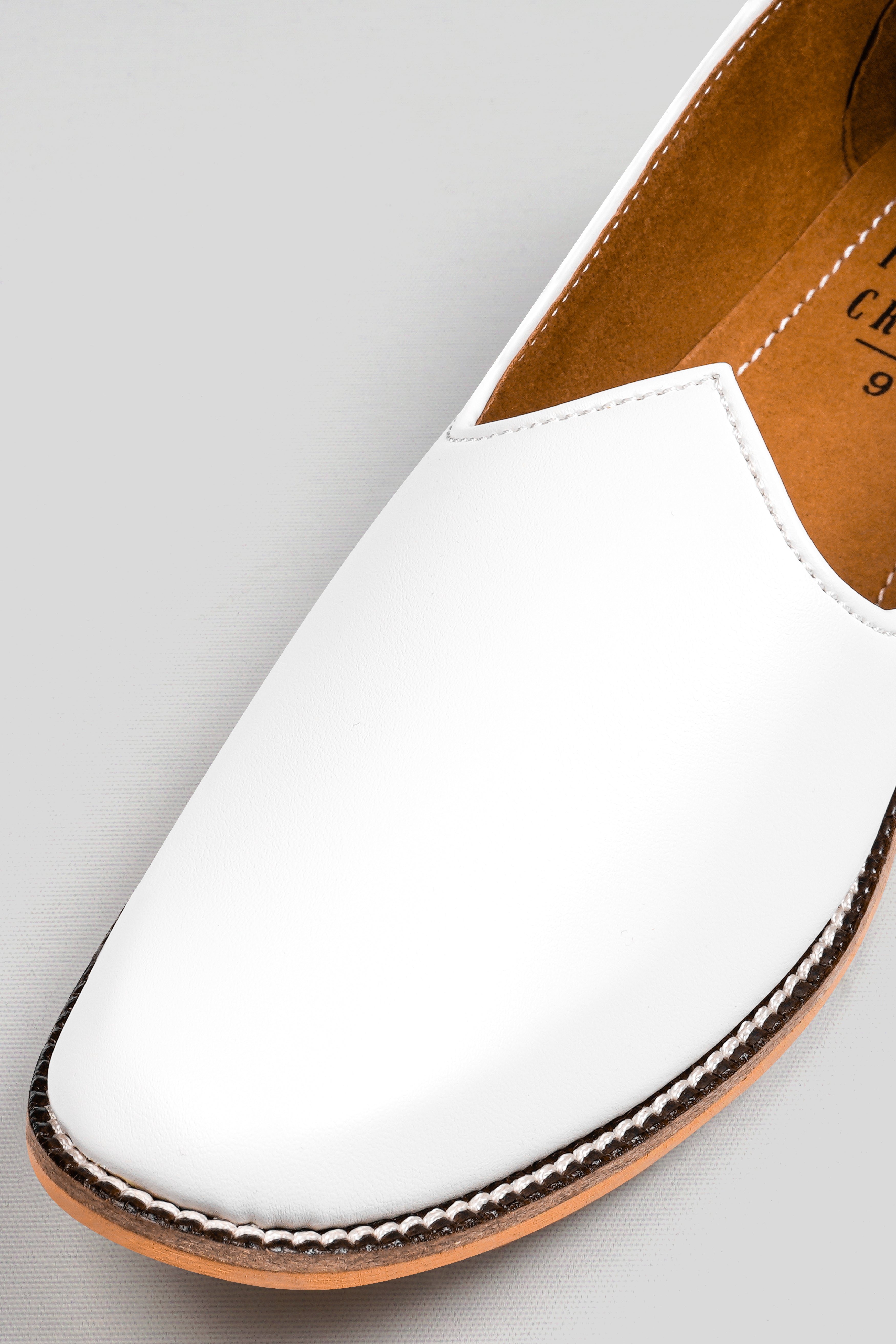 Bright White Vegan Leather Hand Stitched Jutis FT145-6, FT145-7, FT145-8, FT145-9, FT145-10, FT145-11