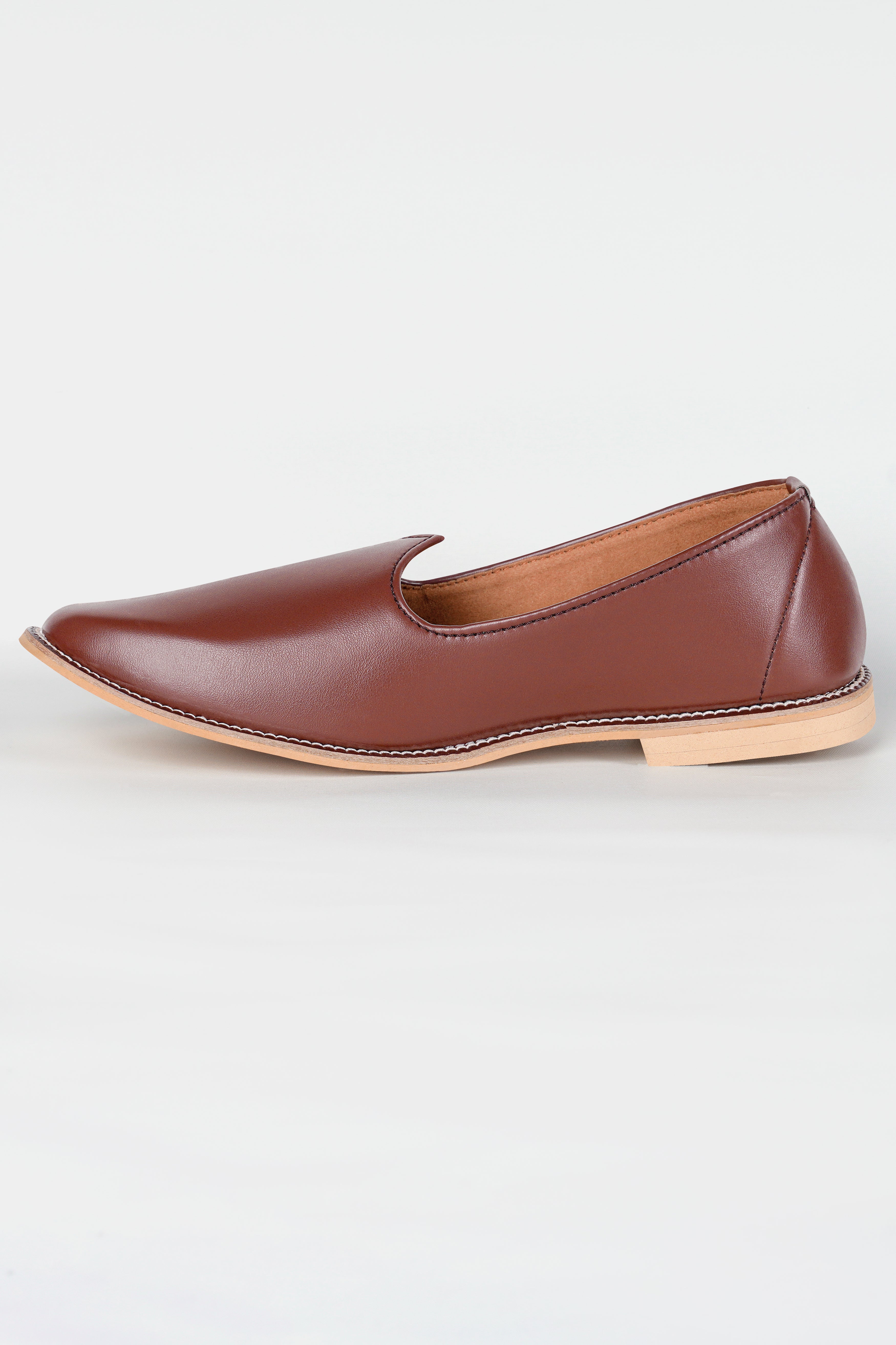 Brown Vegan Leather Hand Stitched Jutis FT151-6, FT151-7, FT151-8, FT151-9, FT151-10, FT151-11