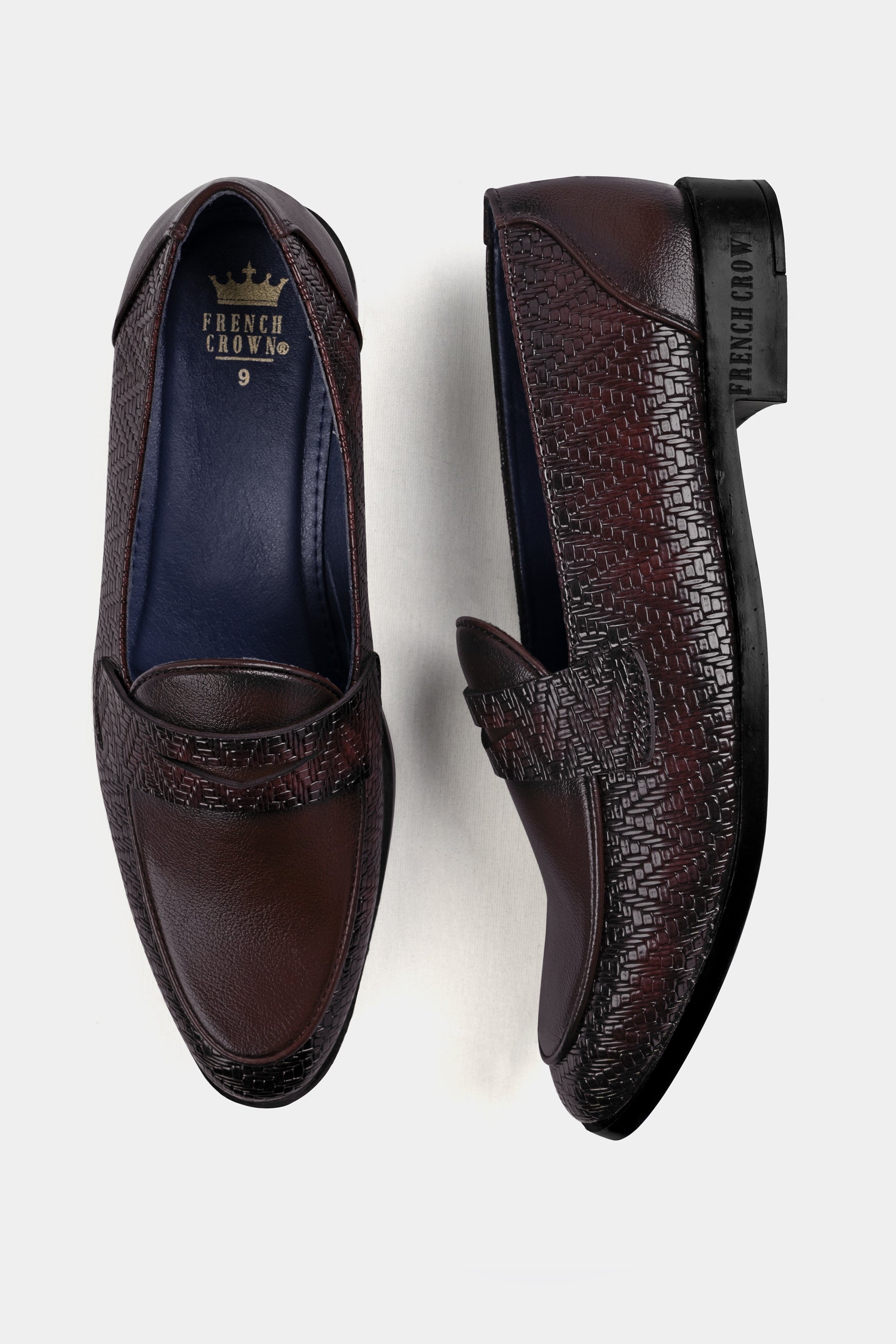 Brown Vegan Leather Textured Loafers