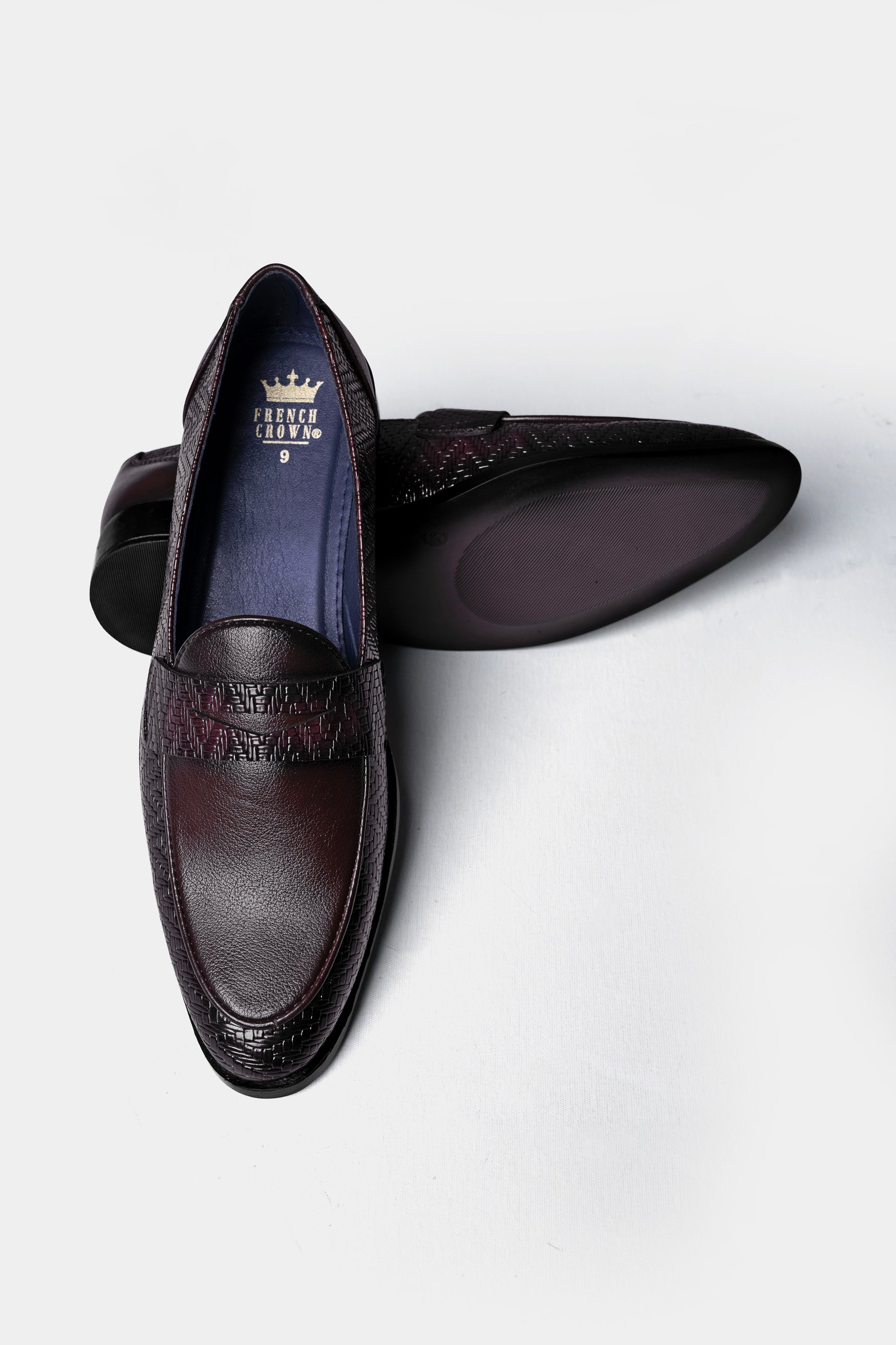 Brown Vegan Leather Textured Loafers