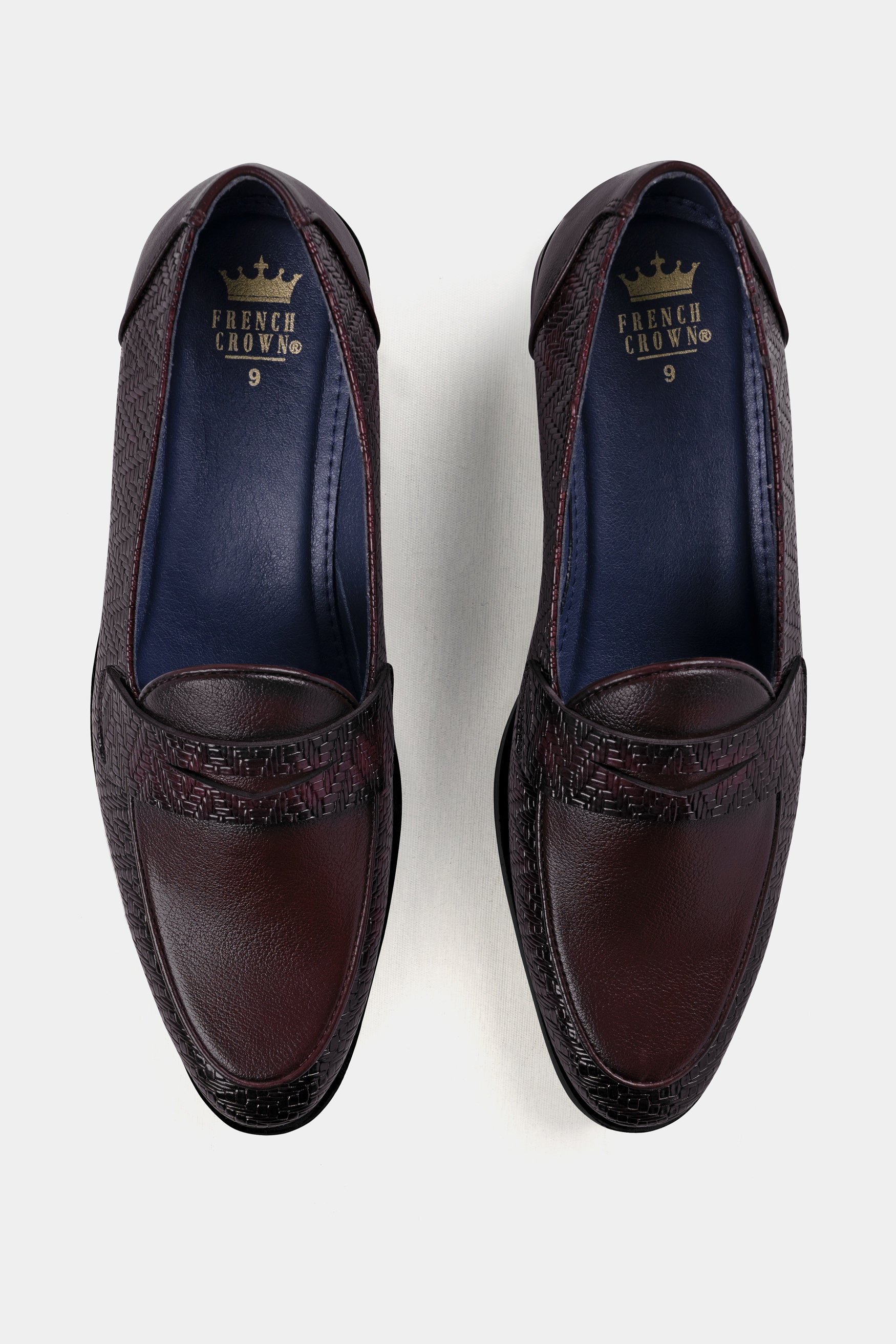 Brown Vegan Leather Textured Loafers