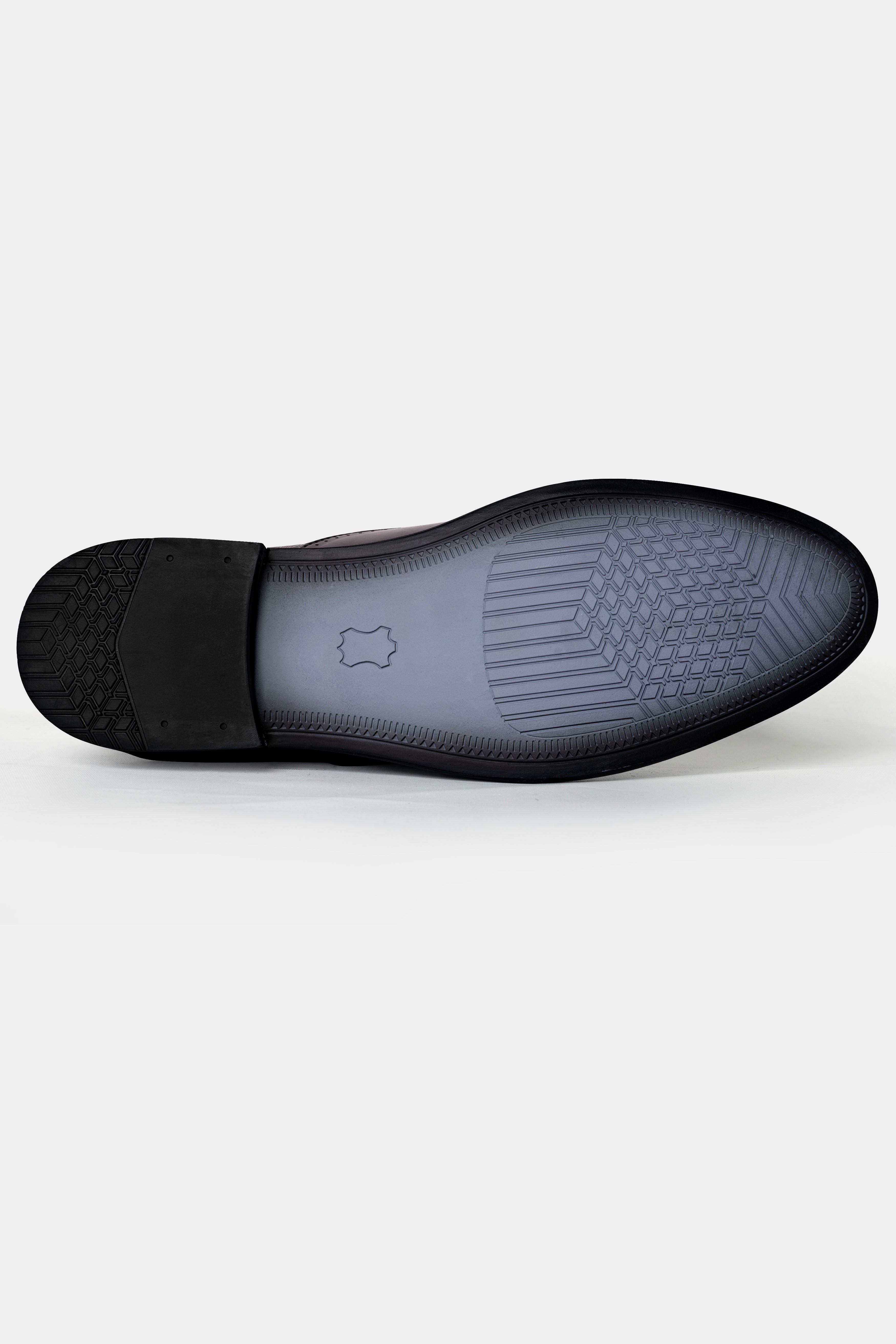 Brown Textured Vegan Leather Derby Shoes