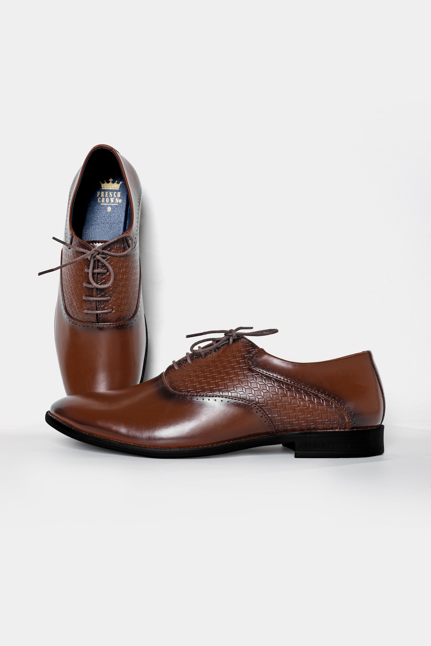 Irish Coffee Brown Textured Vegan Leather Derby Shoes