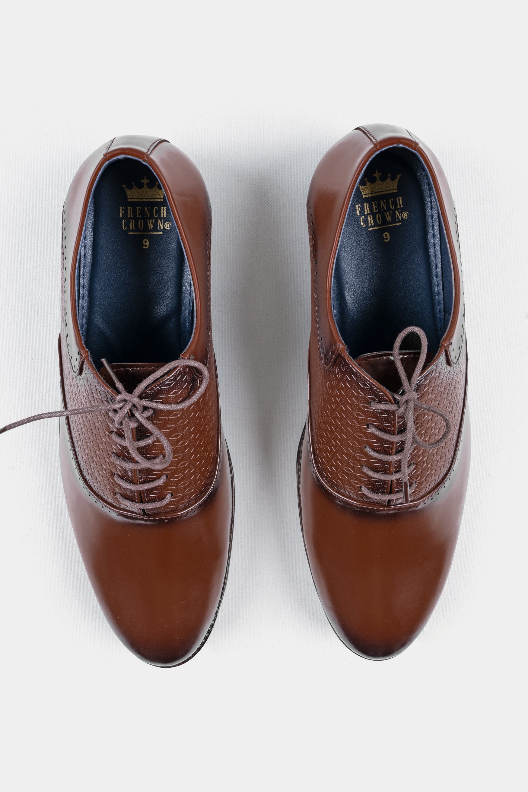 Irish Coffee Brown Textured Vegan Leather Derby Shoes