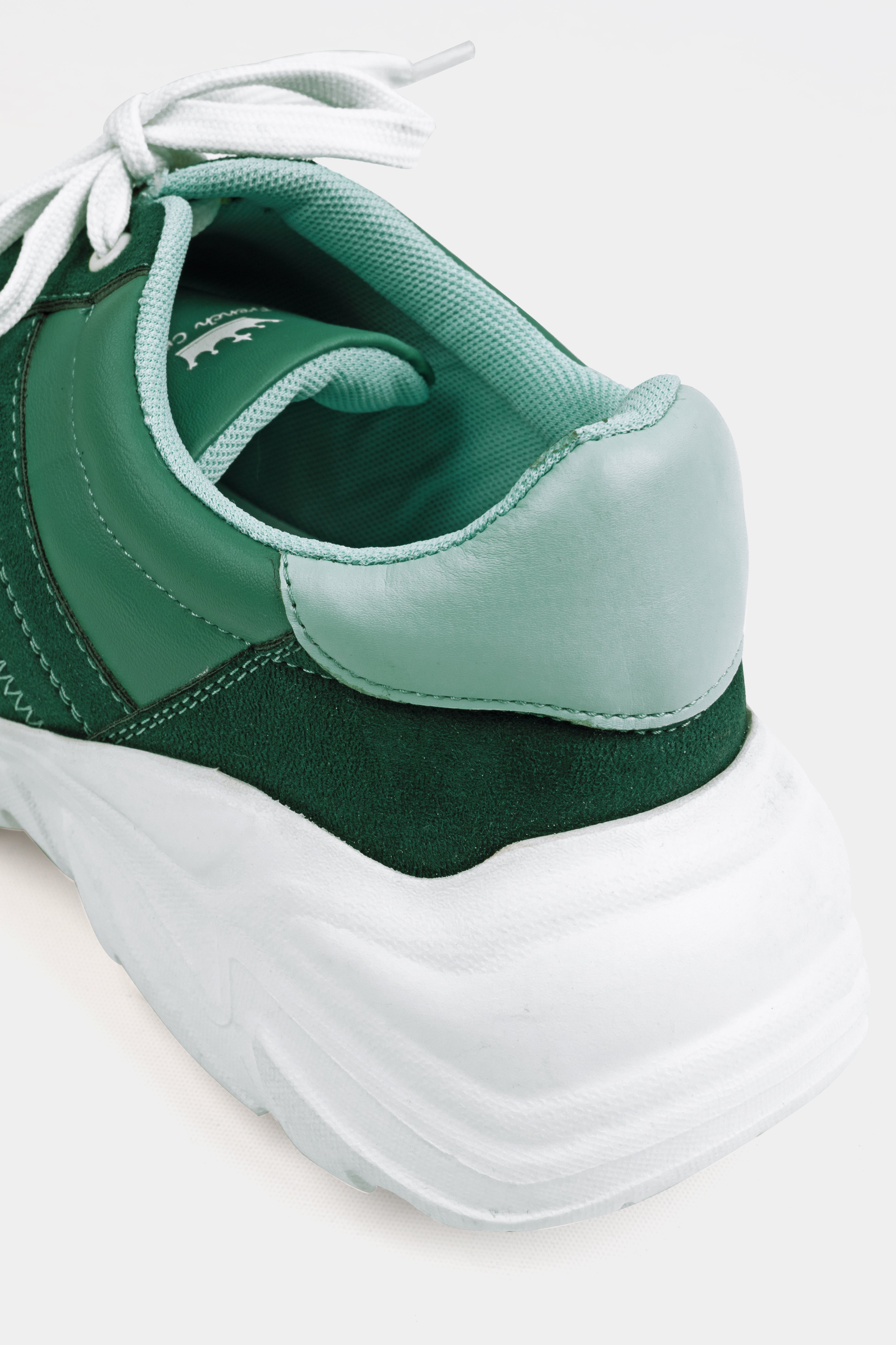 Everglade and Viridian Green with White Lace-up Sneakers
