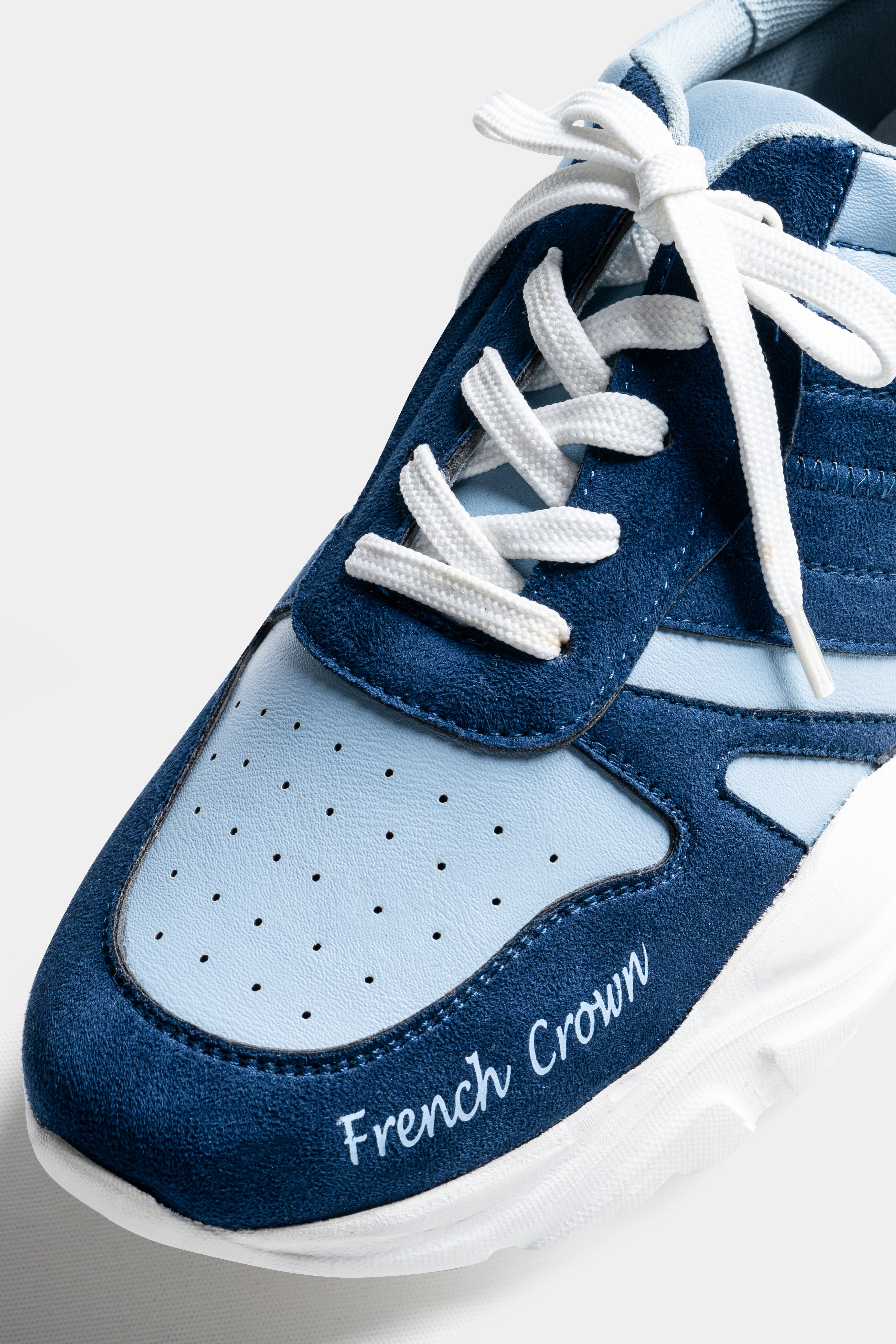 Yale and Glacier Blue with White Lace-up Sneakers