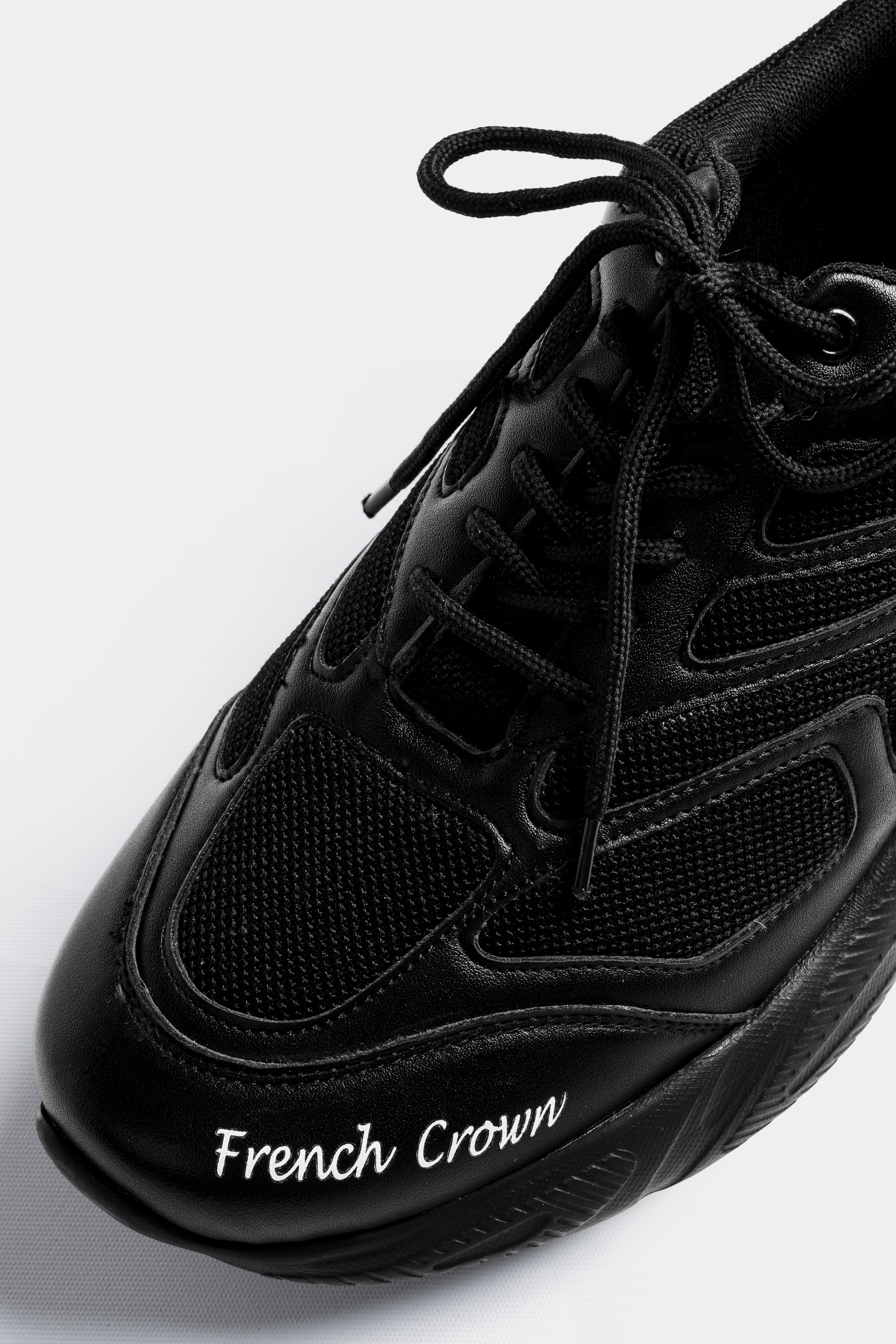 Jade Black Lace-up Running Shoes