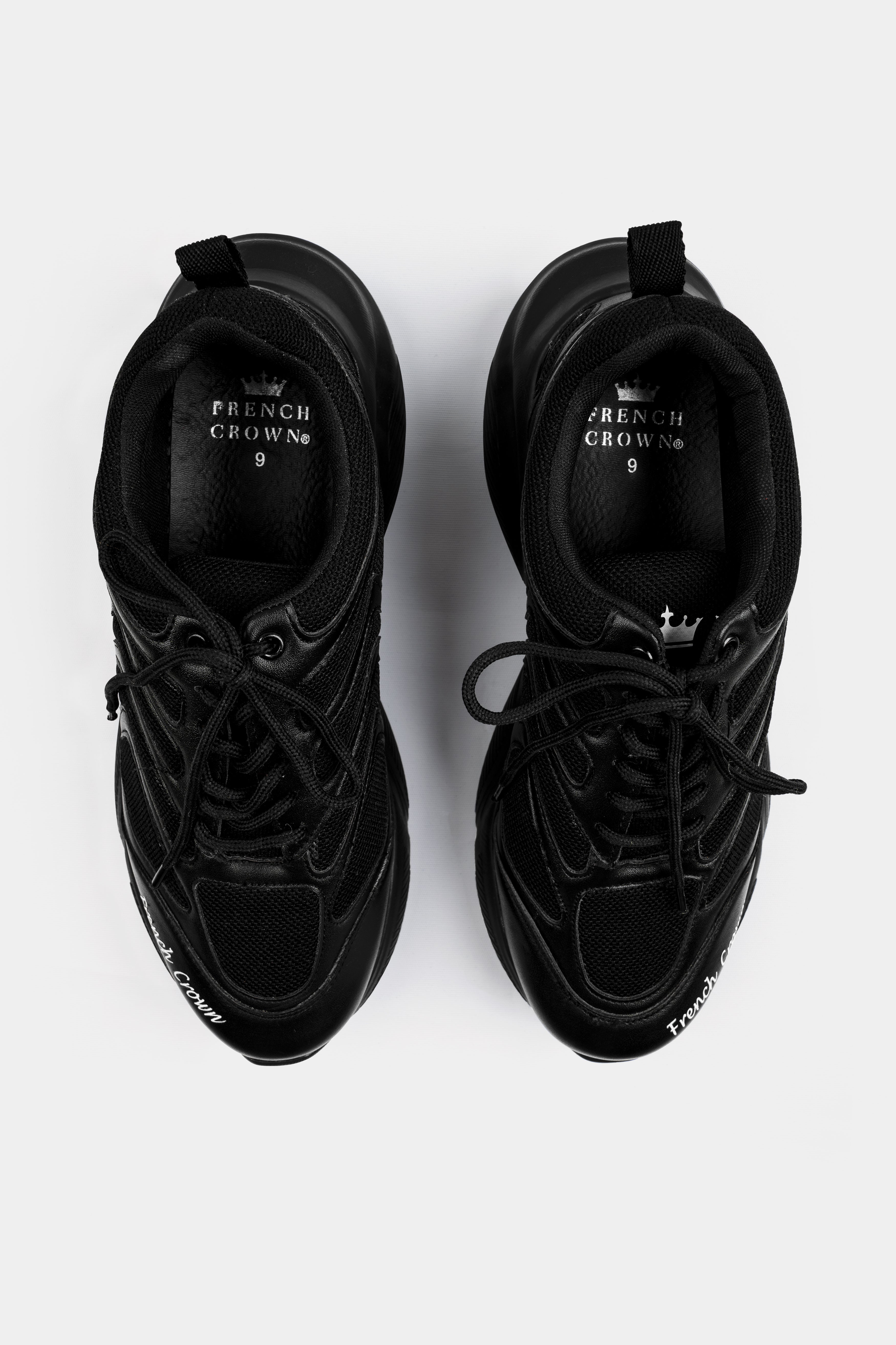 Jade Black Lace-up Running Shoes