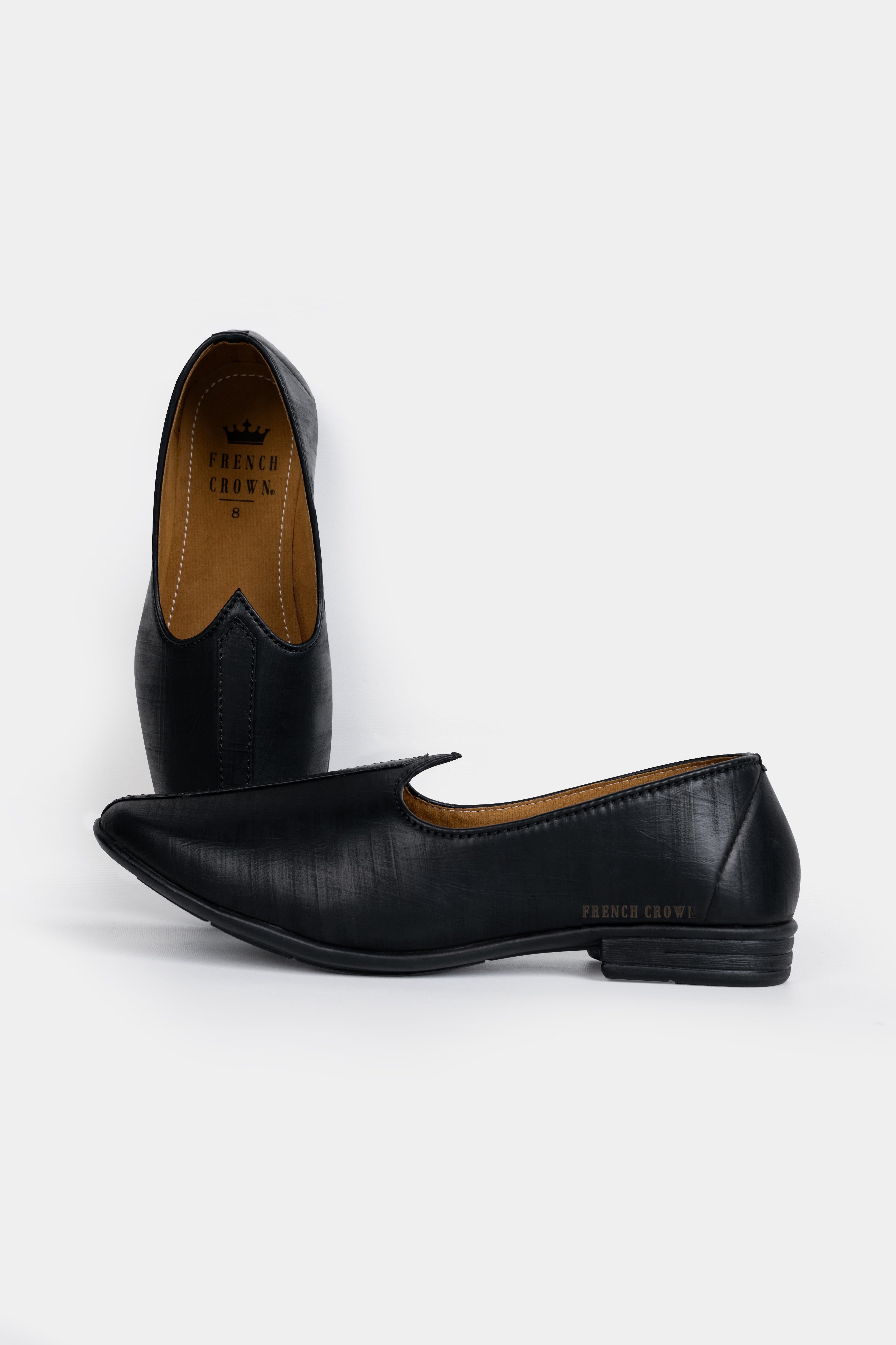 Jade Black Vegan Leather Hand Stitched Jutis