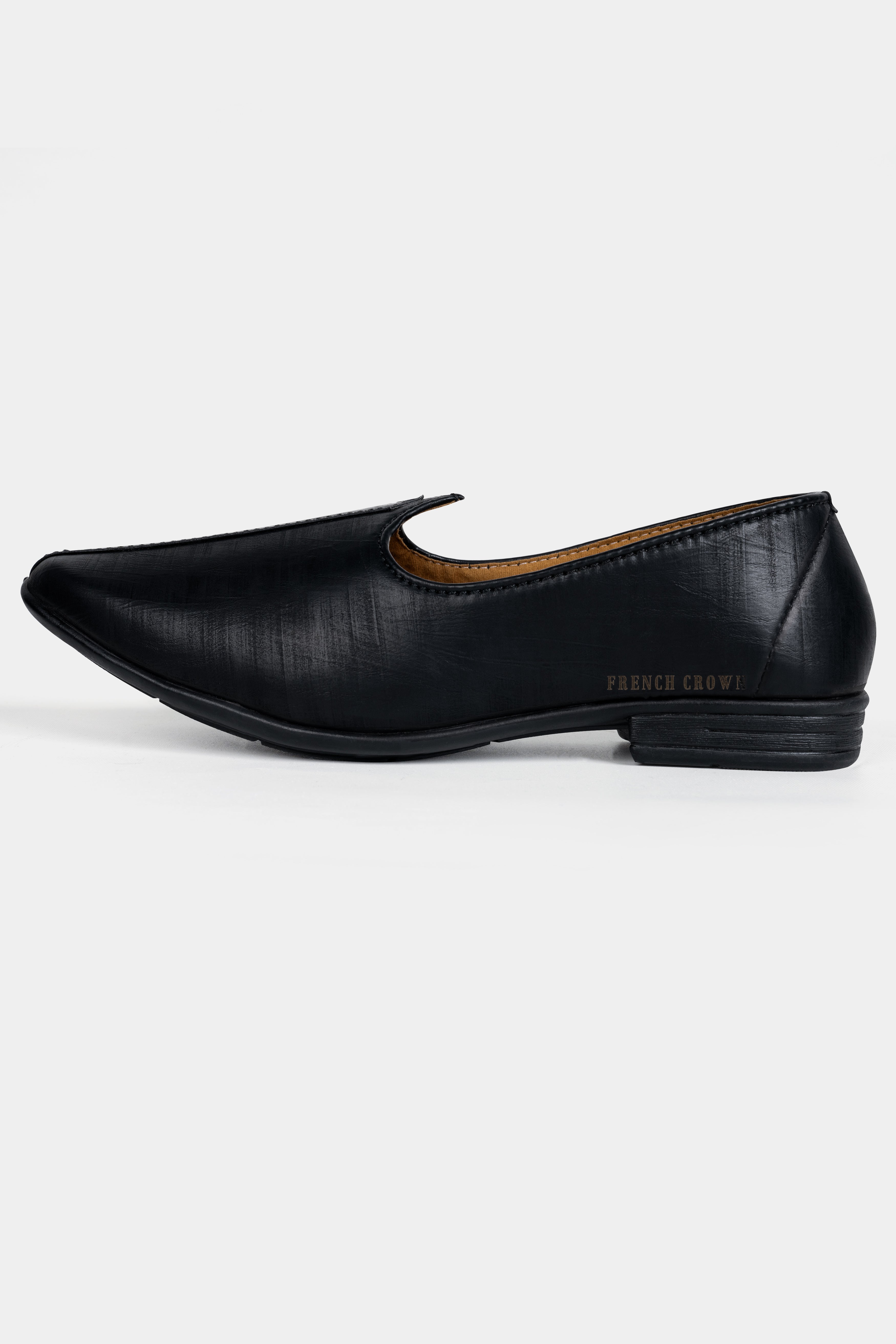 Jade Black Vegan Leather Hand Stitched Jutis