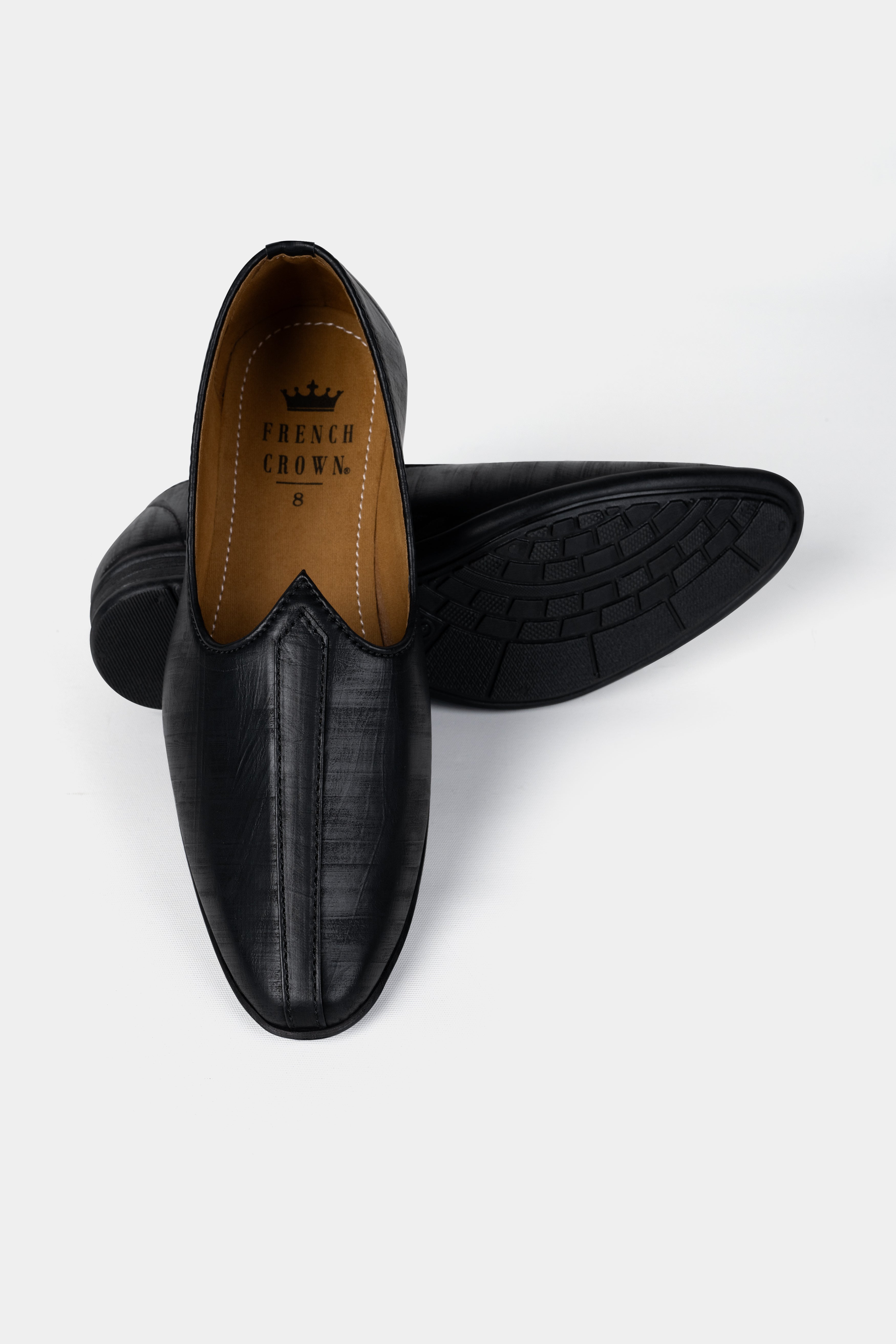 Jade Black Vegan Leather Hand Stitched Jutis