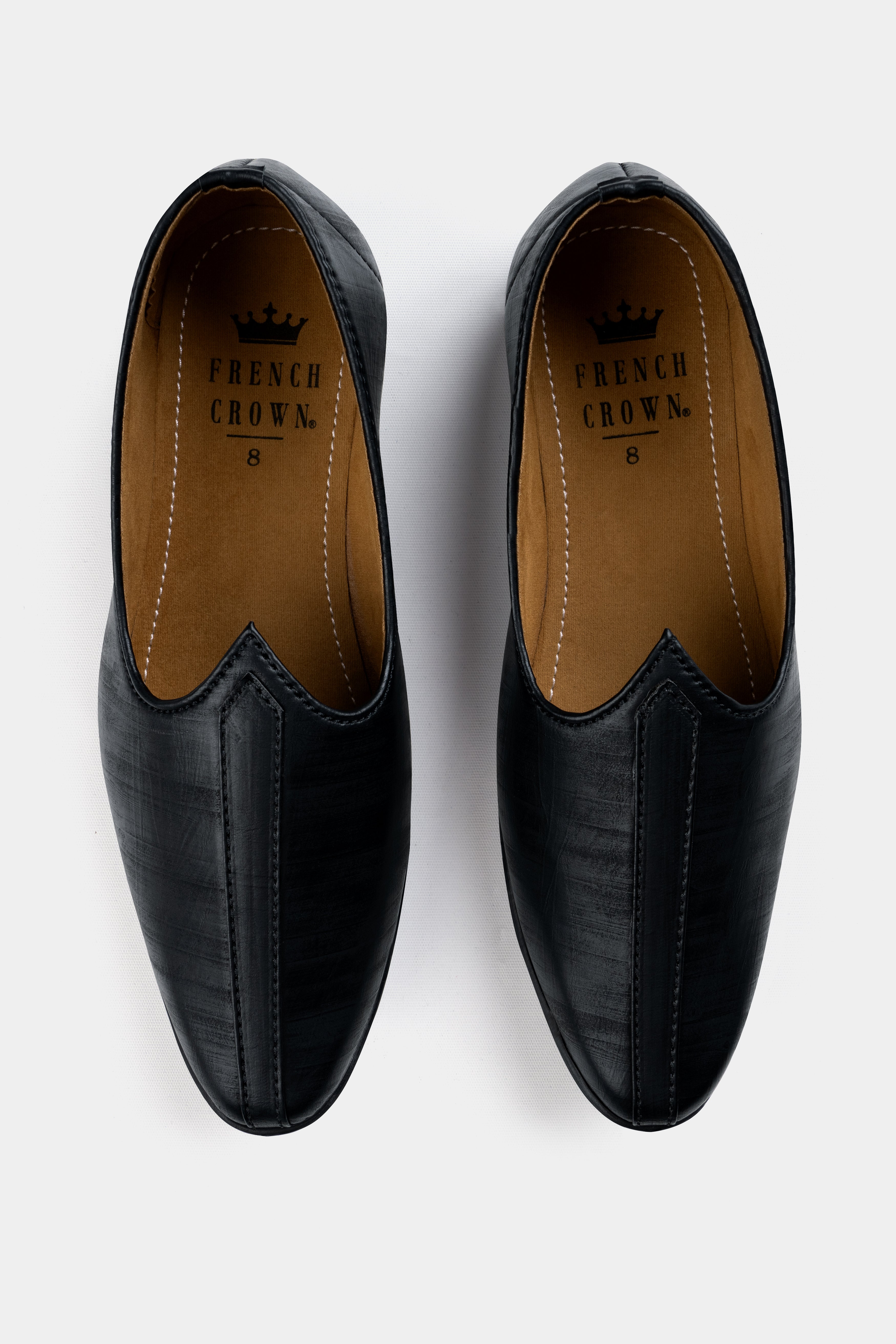 Jade Black Vegan Leather Hand Stitched Jutis