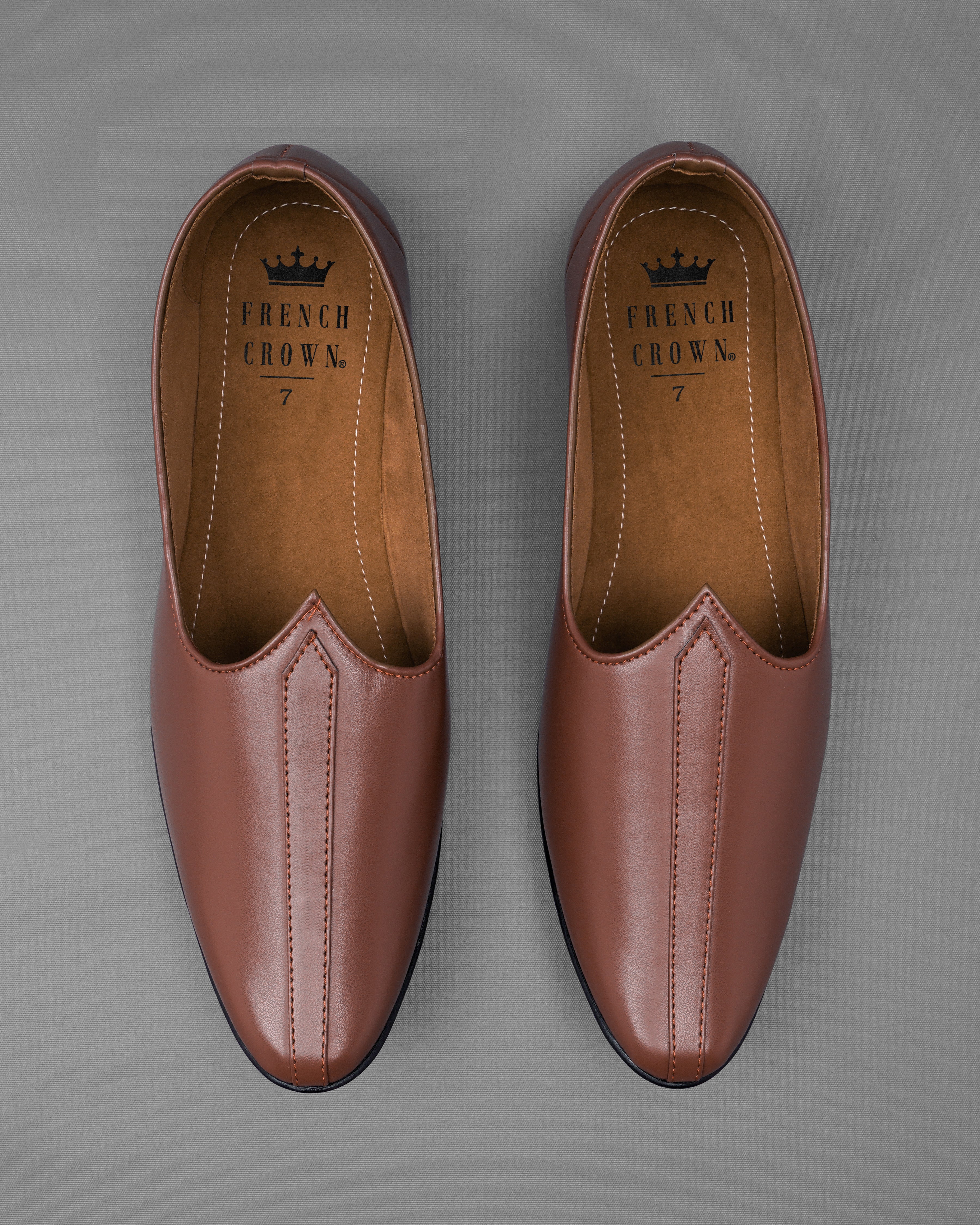 Brown Vegan Leather Hand stitched Jutis FT097-6, FT097-7, FT097-8, FT097-9, FT097-10, FT097-11