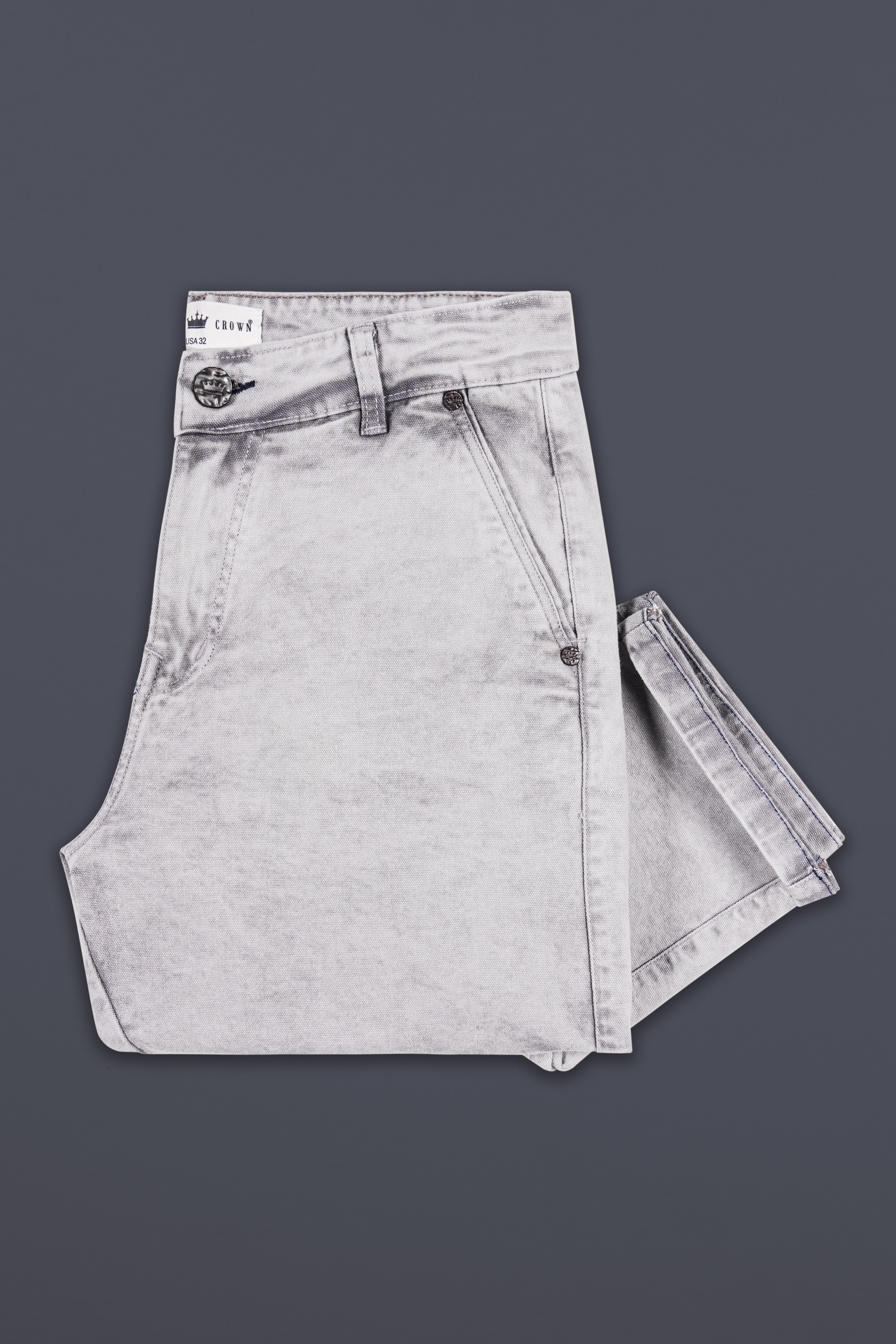 Wisteria Gray Washed Stretchable Cargo Denim