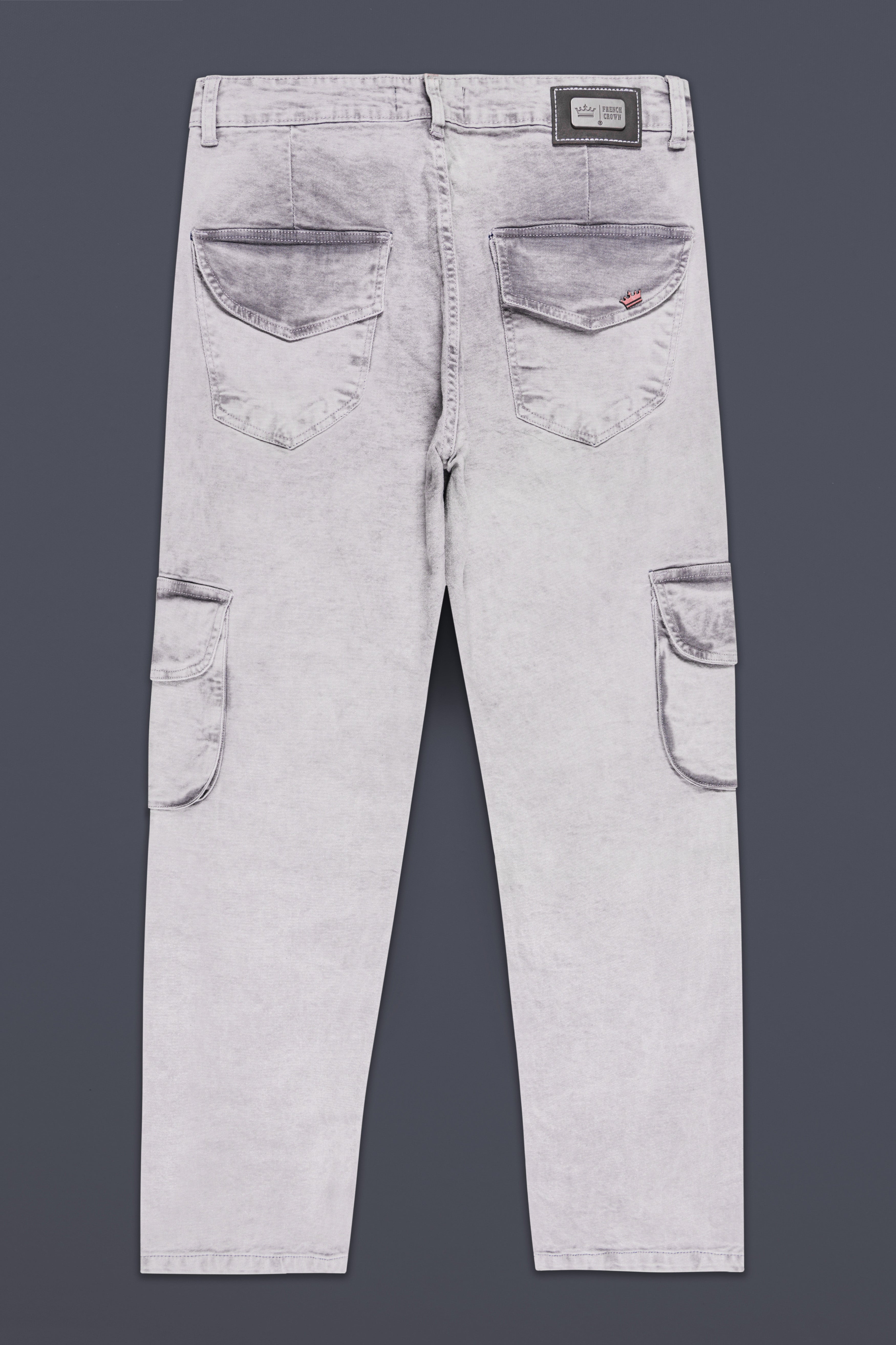 Wisteria Gray Washed Stretchable Cargo Denim