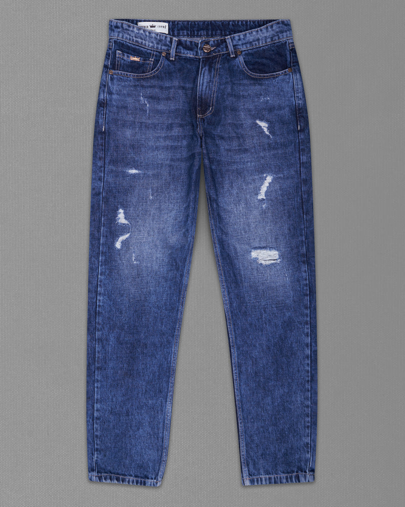 Rhino Blue Whiskering Wash Mildly Distressed Denim