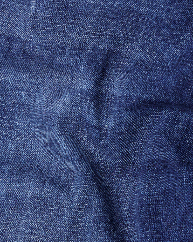 Rhino Blue Whiskering Wash Mildly Distressed Denim