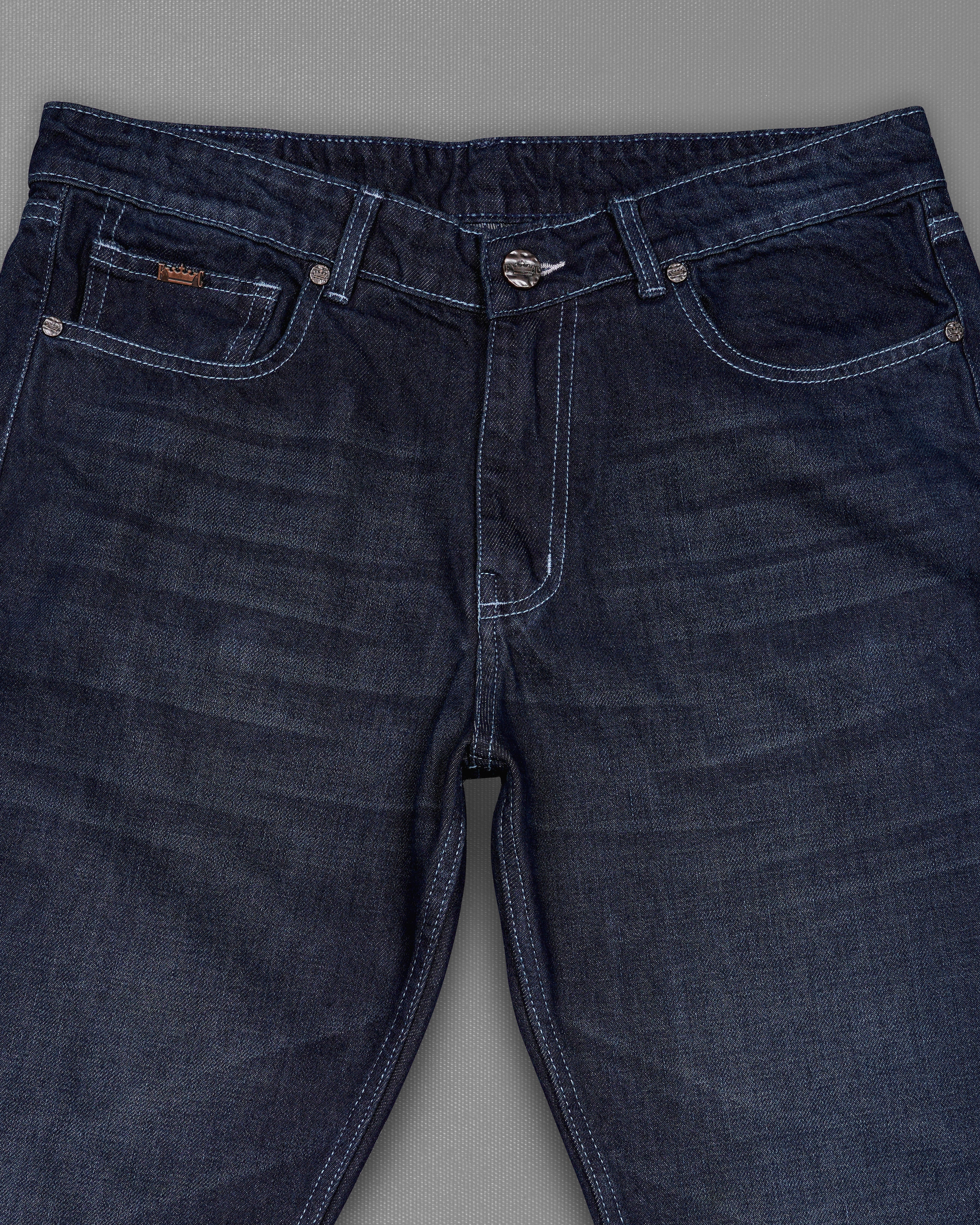 Outer Space Blue Whiskering Wash Denim