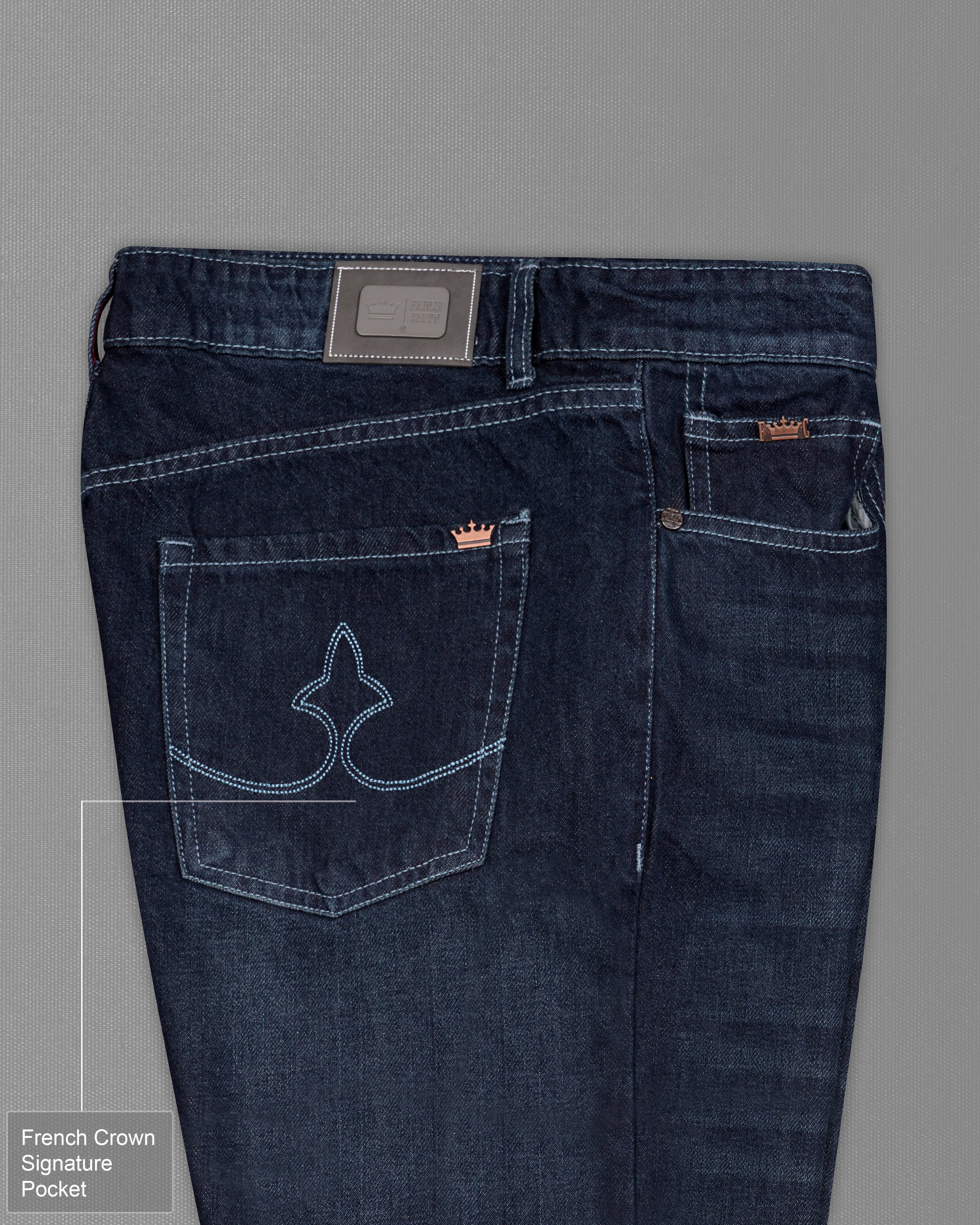 Outer Space Blue Whiskering Wash Denim