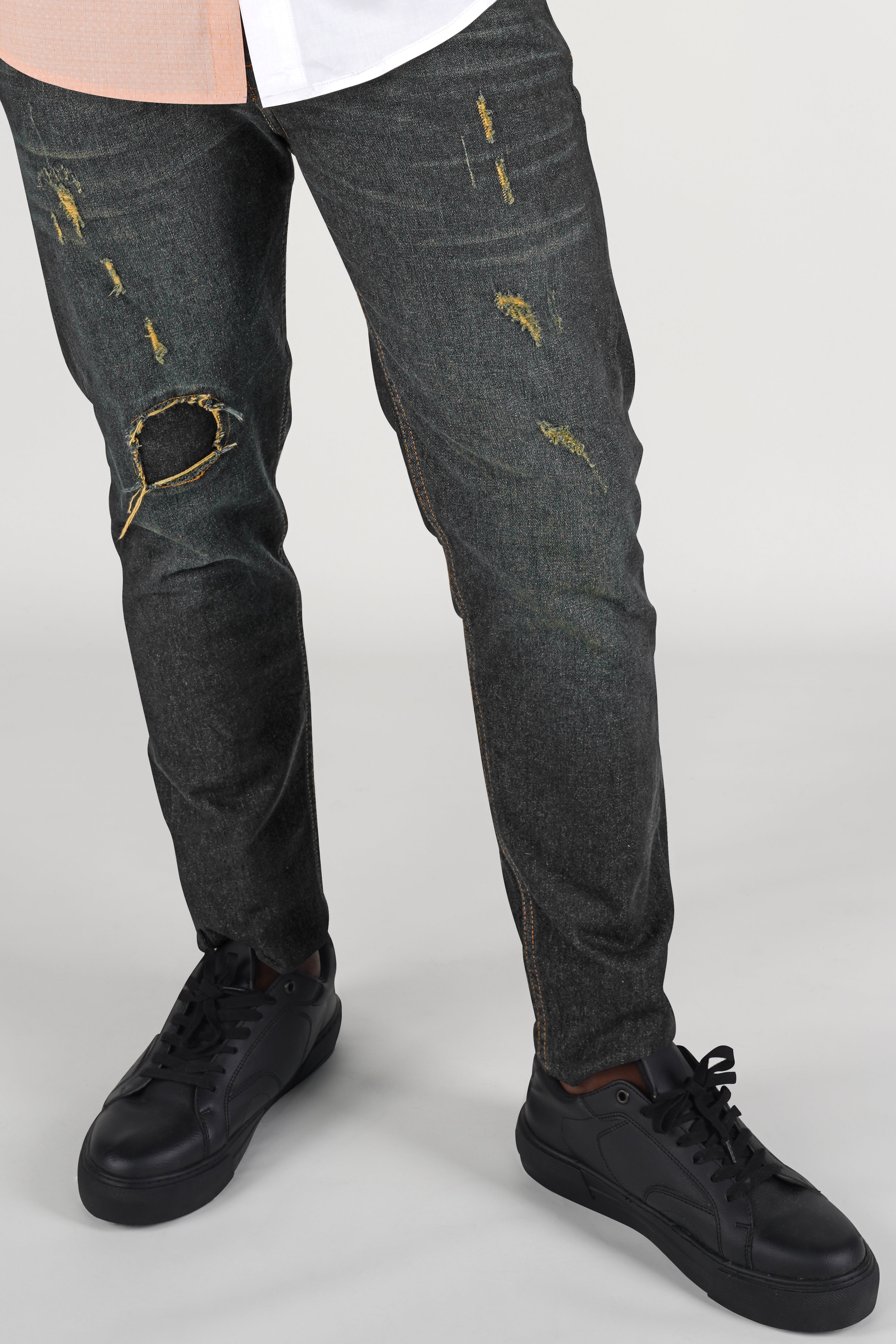 Gunmetal Gray and Barley Corn Brown Mildly Distressed Whiskering Wash Stretchable Denim J231-30, J231-32, J231-34, J231-36, J231-38, J231-40