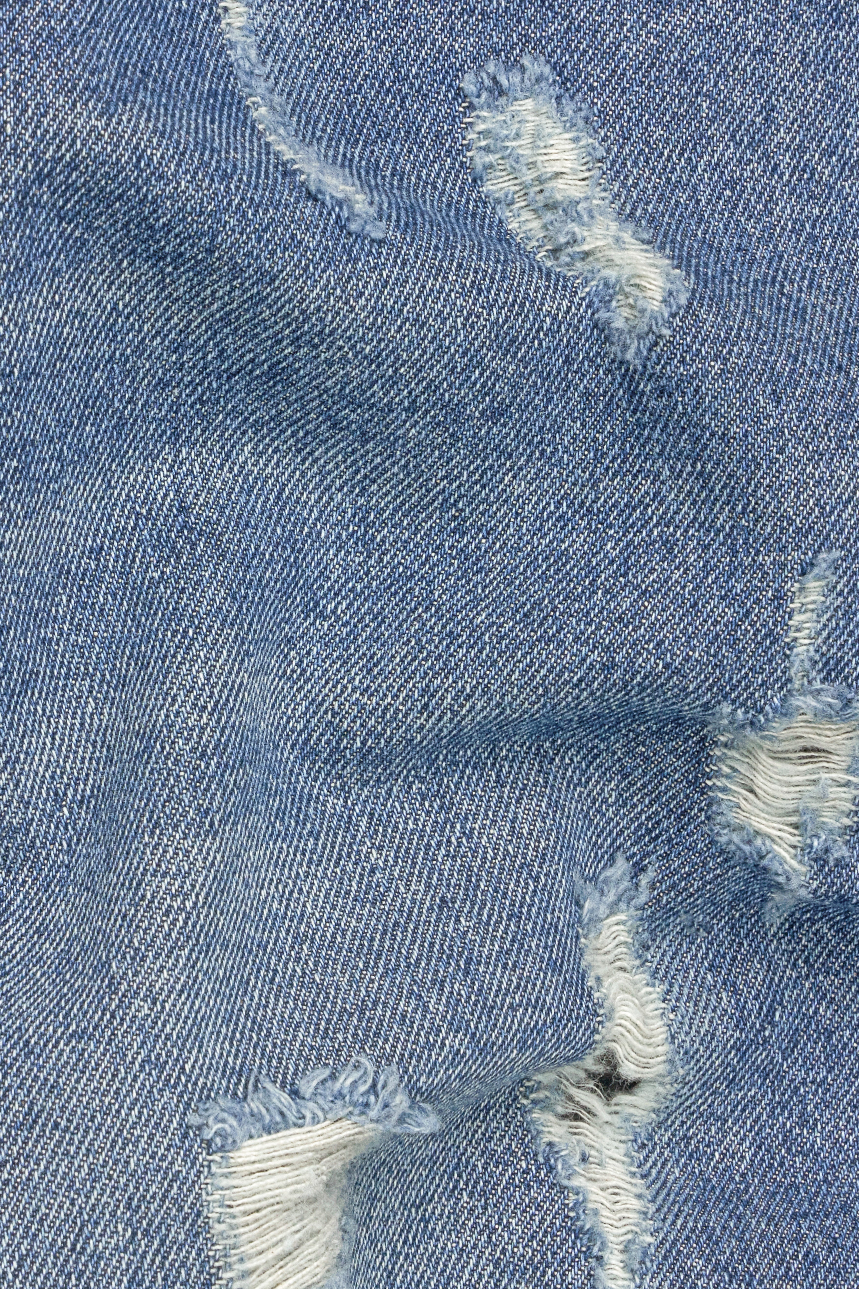 Waikawa Blue Mildly Distressed Whiskering Wash Denim