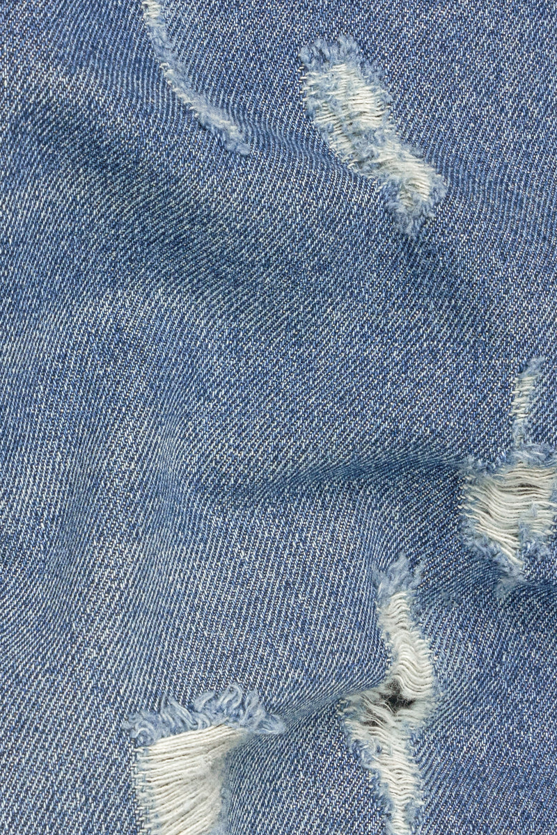 Waikawa Blue Mildly Distressed Whiskering Wash Denim