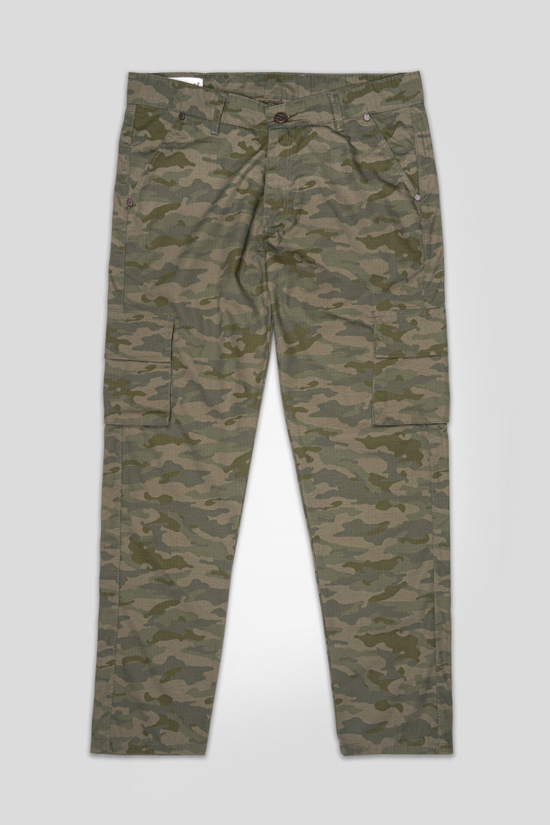 Sand Dune Brown and Hemlock Green Camouflage Cargo Denim