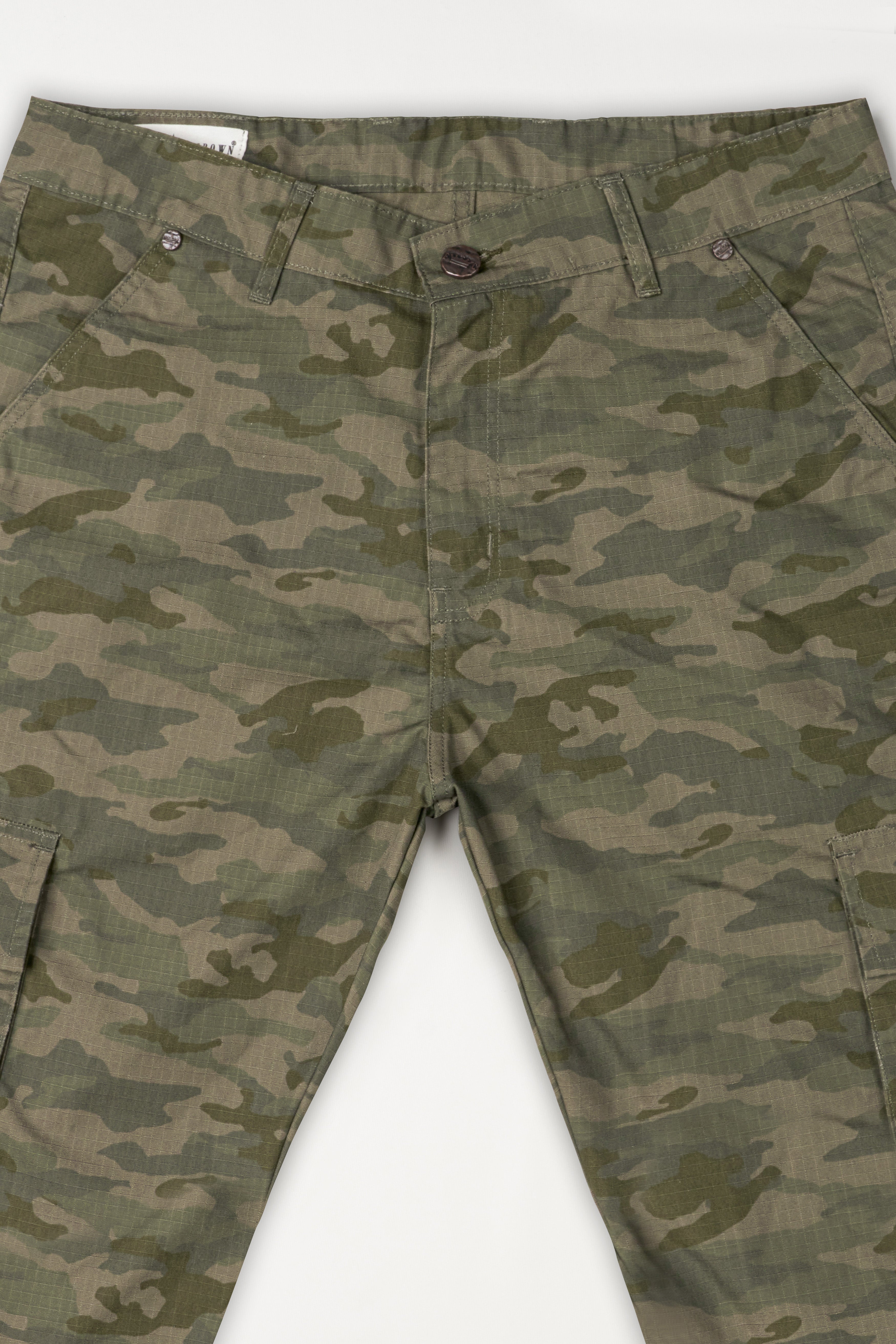 Sand Dune Brown and Hemlock Green Camouflage Cargo Denim J241-30, J241-32, J241-34, J241-36, J241-38, J241-40