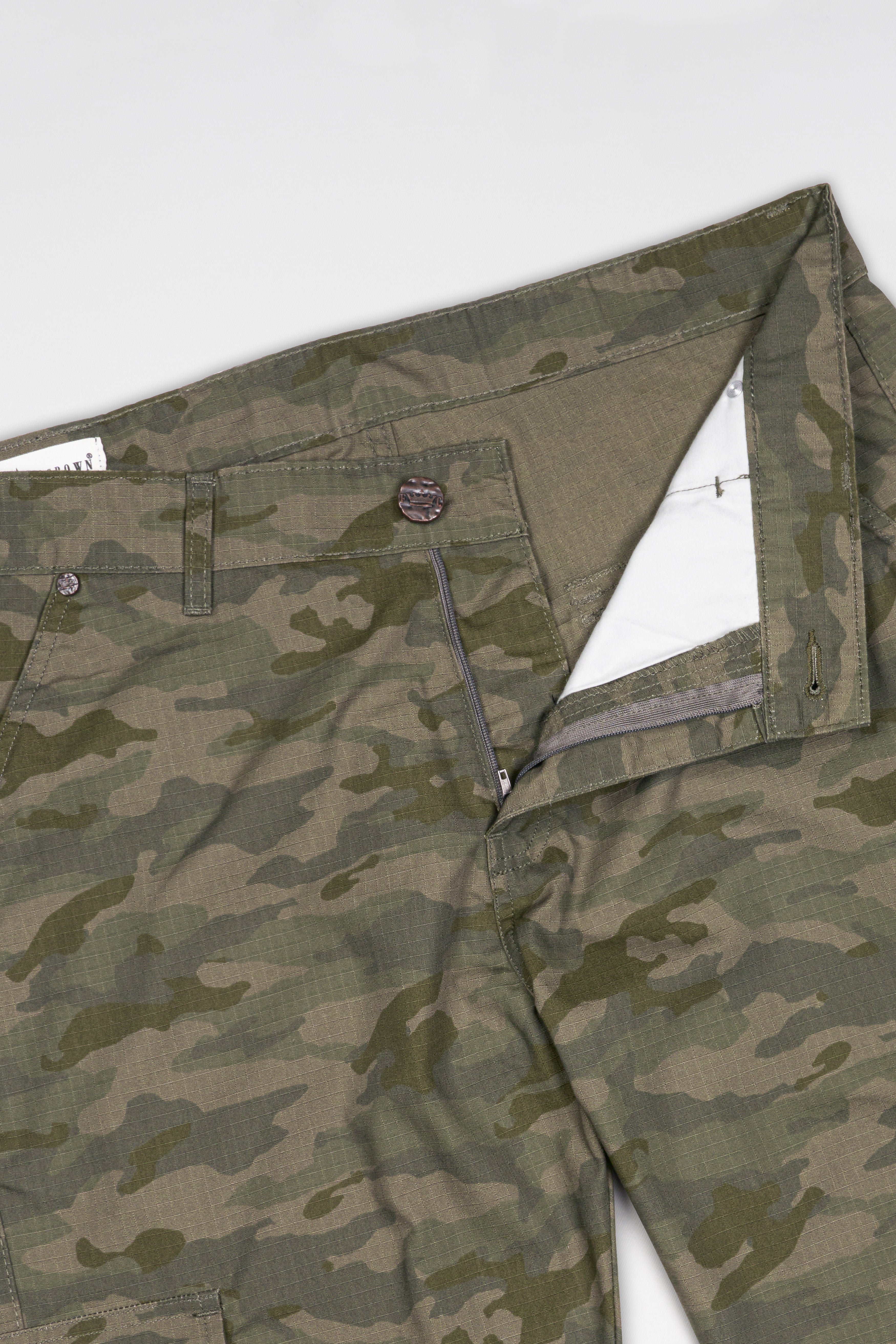 Sand Dune Brown and Hemlock Green Camouflage Cargo Denim J241-30, J241-32, J241-34, J241-36, J241-38, J241-40