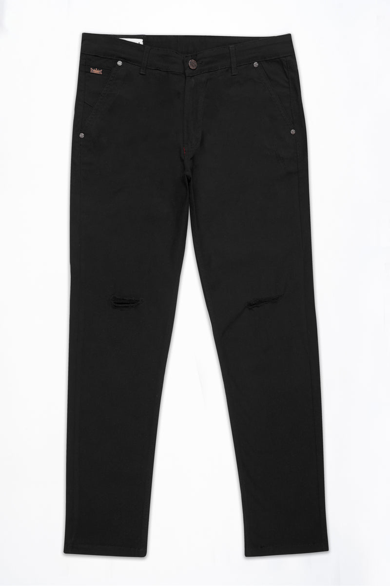 Jade Black Rinse Wash Mildly Distressed Stretchable Denim