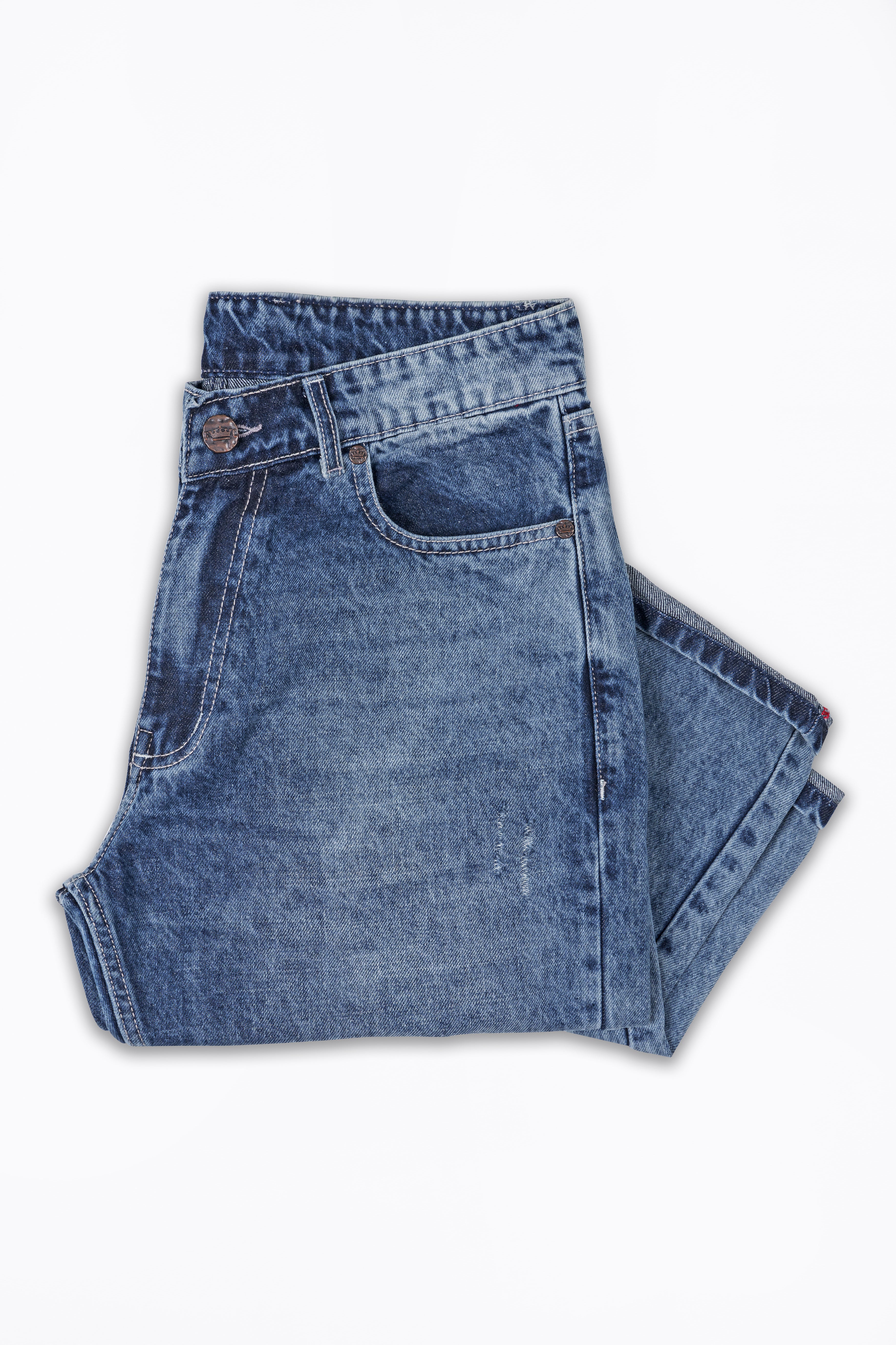Metallic Blue Whiskering Wash Mildly Distressed Denim J253-30, J253-32, J253-34, J253-36, J253-38, J253-40