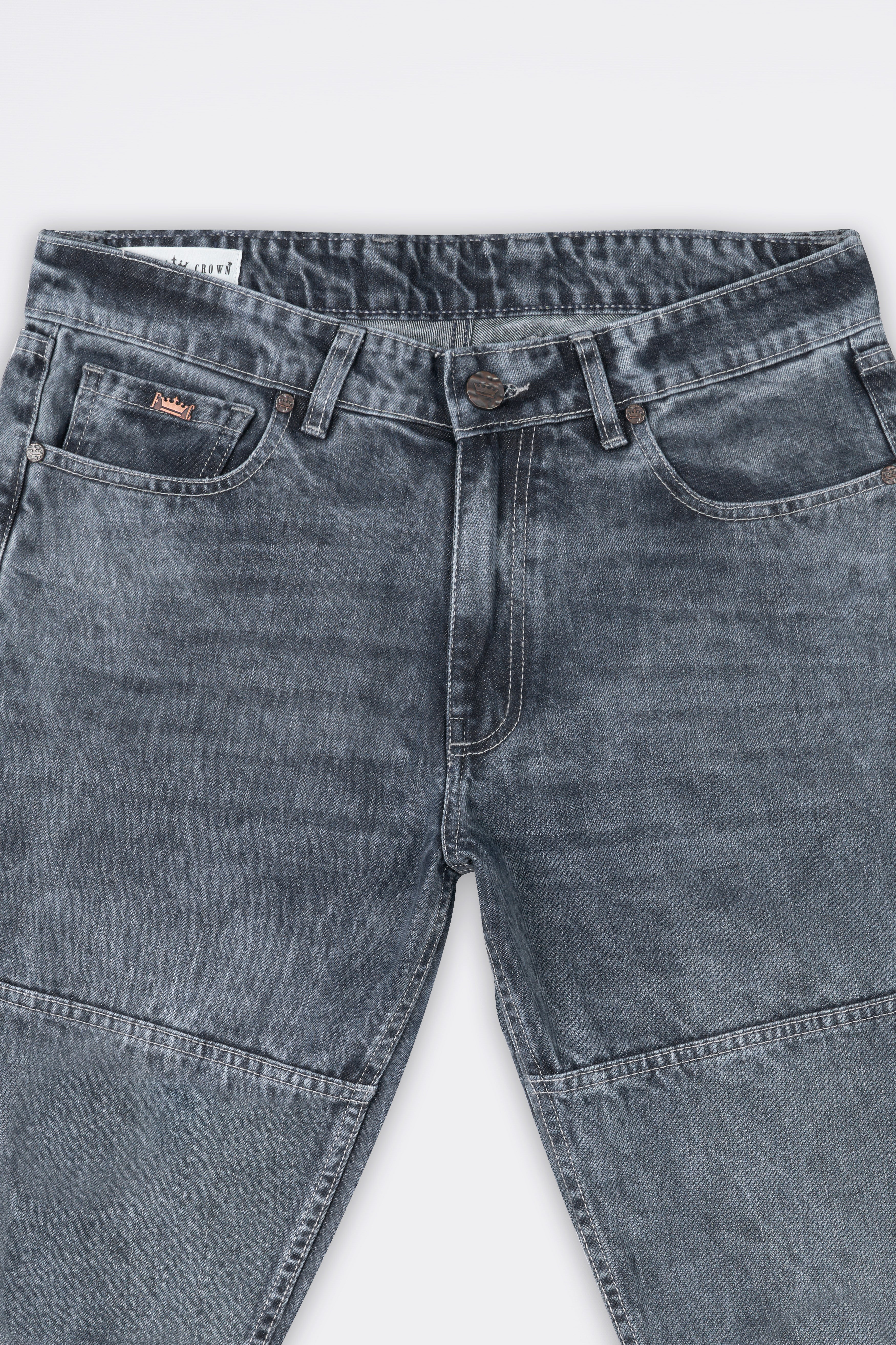 Gravel Gray Whiskering Wash Mildly Distressed Denim