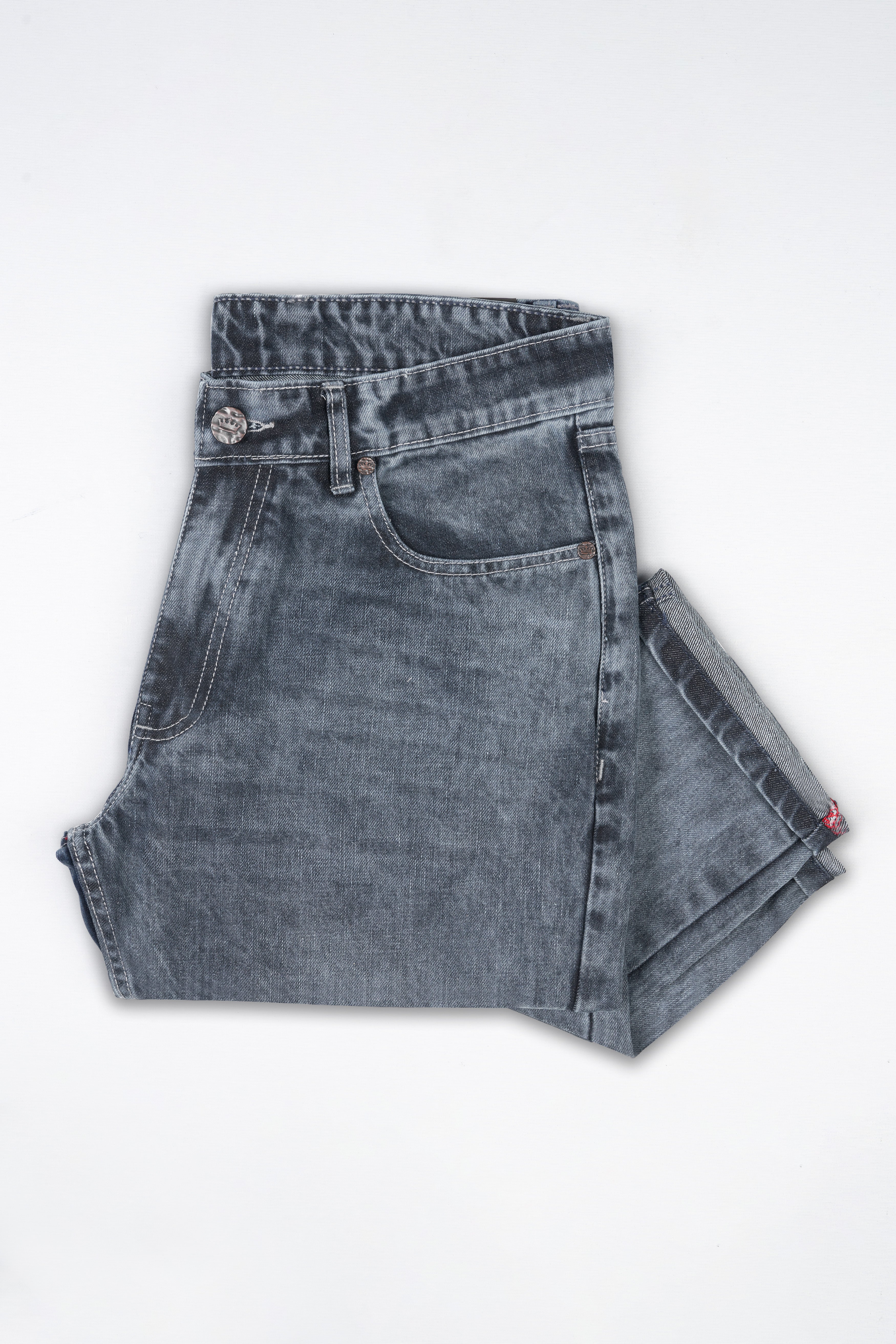 Gravel Gray Whiskering Wash Mildly Distressed Denim