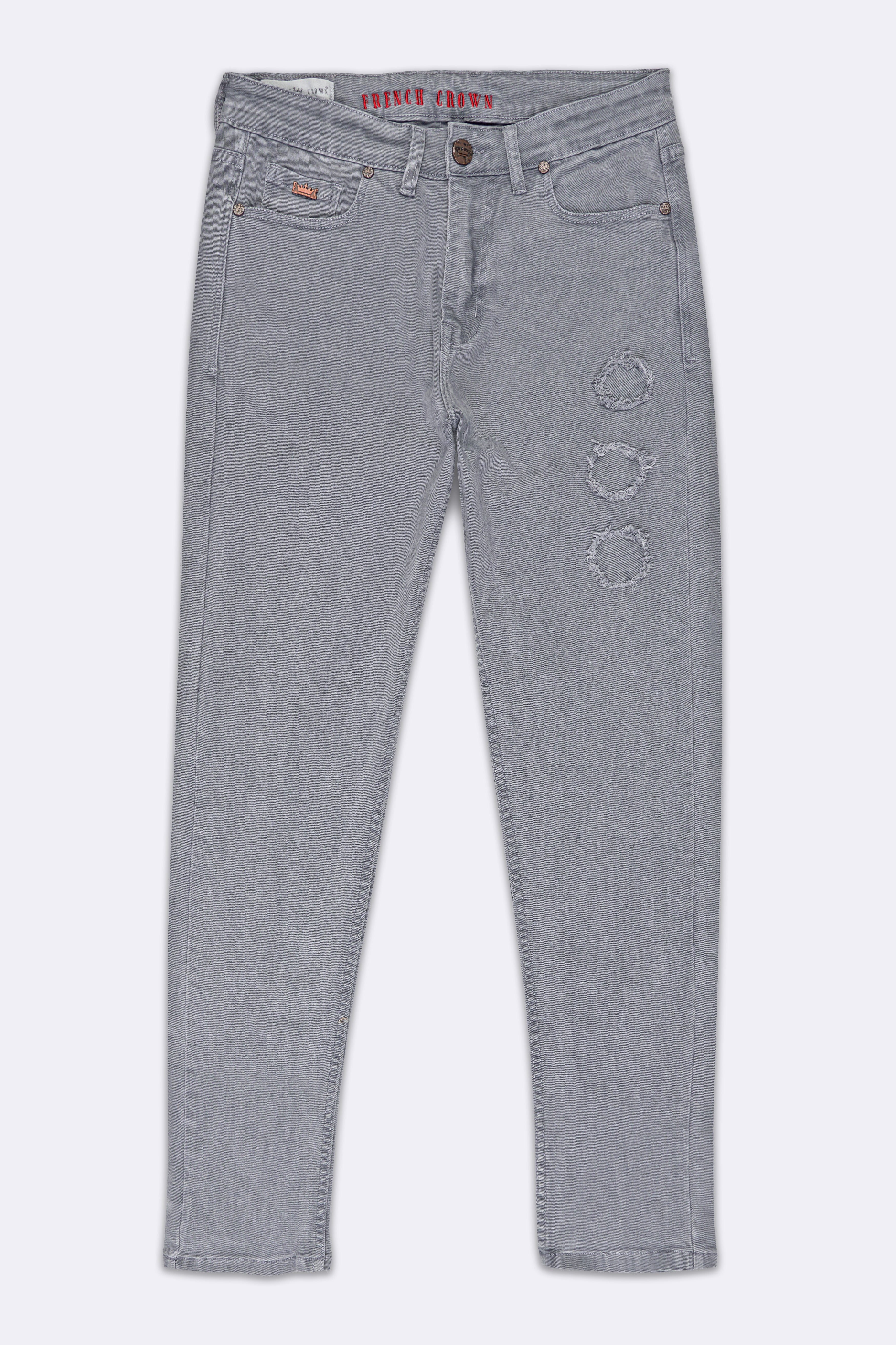 Boulder Gray Rinse Wash Mildly Distressed Stretchable Denim J264-30, J264-32, J264-34, J264-36, J264-38, J264-40