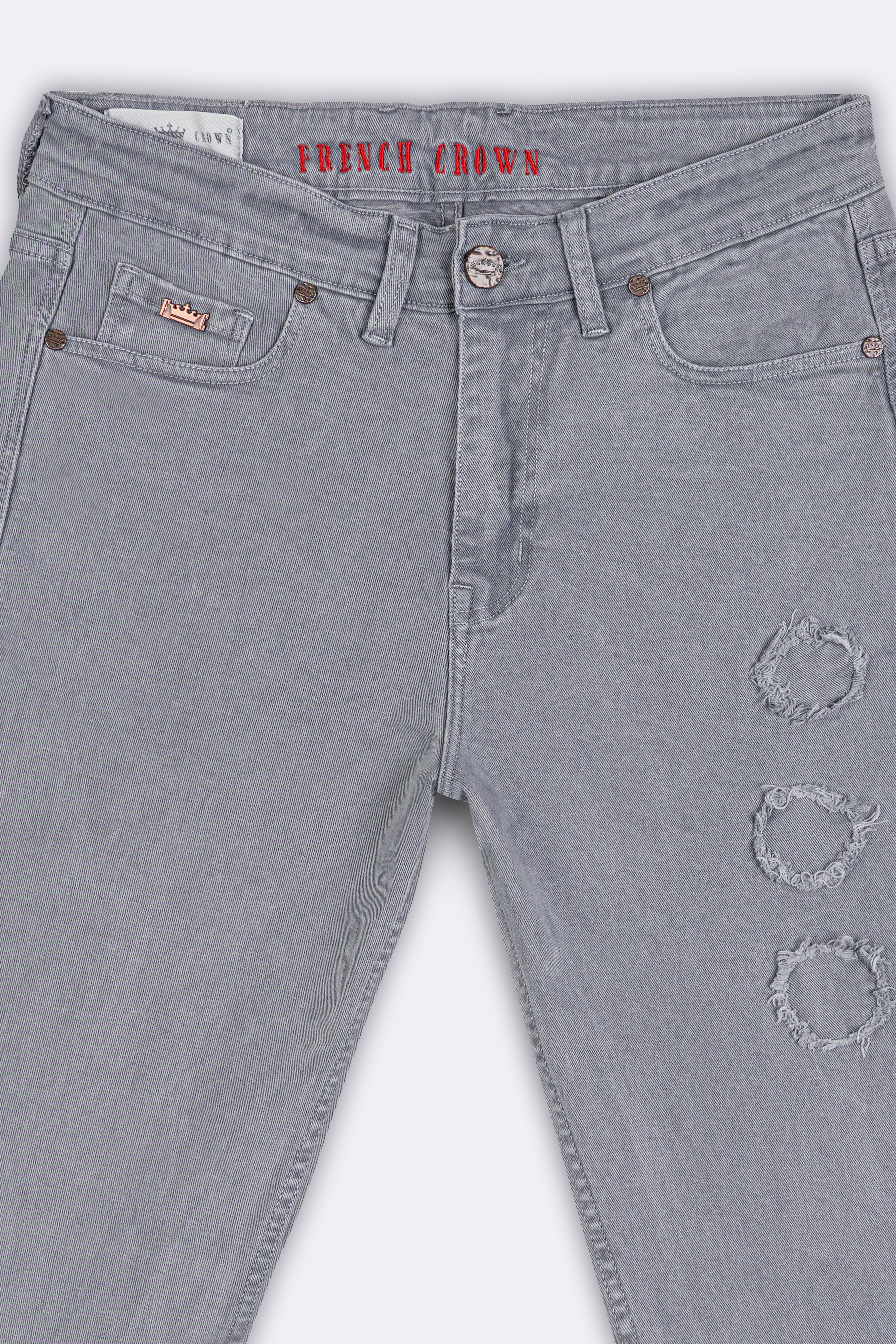 Boulder Gray Rinse Wash Mildly Distressed Stretchable Denim J264-30, J264-32, J264-34, J264-36, J264-38, J264-40