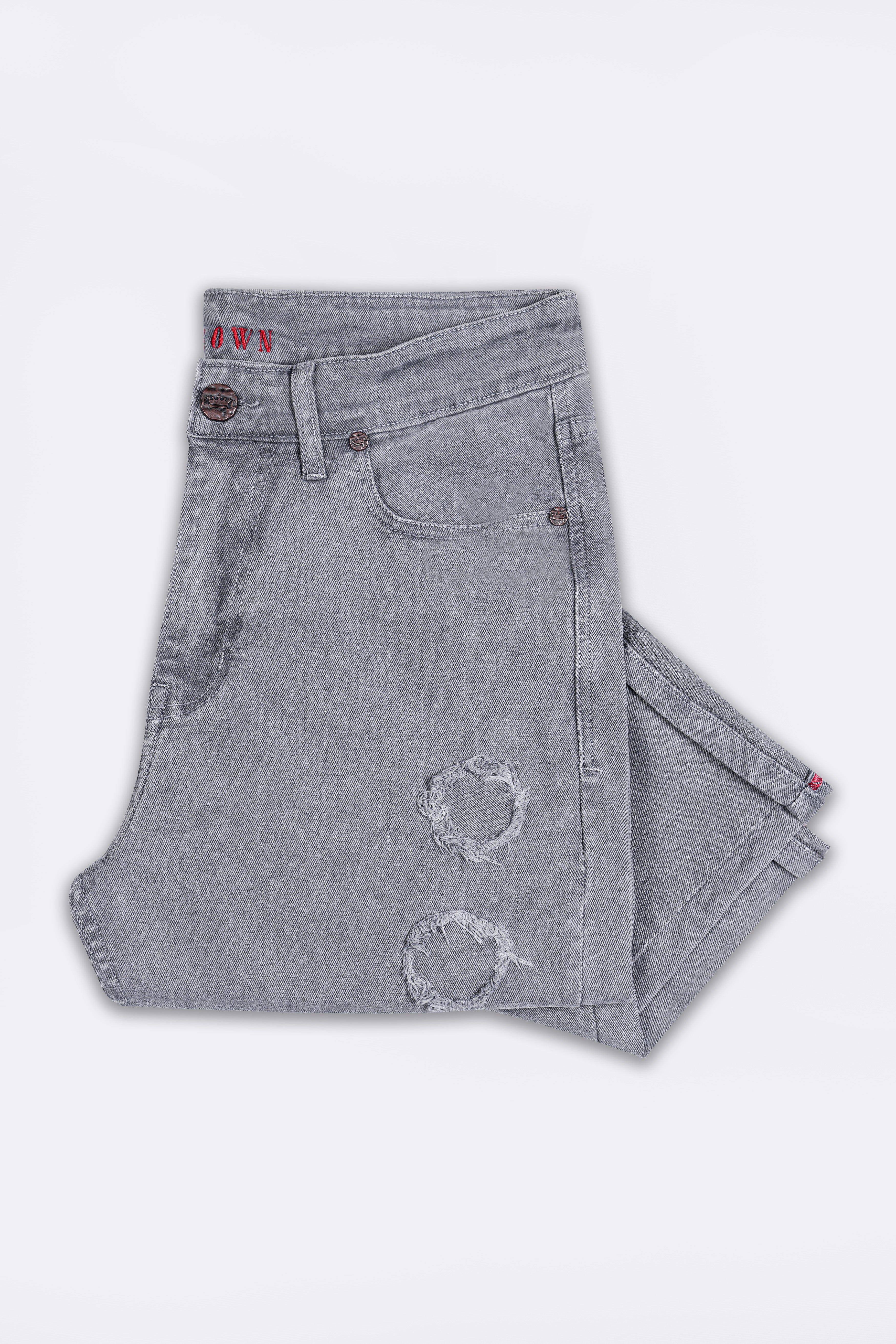Boulder Gray Rinse Wash Mildly Distressed Stretchable Denim J264-30, J264-32, J264-34, J264-36, J264-38, J264-40