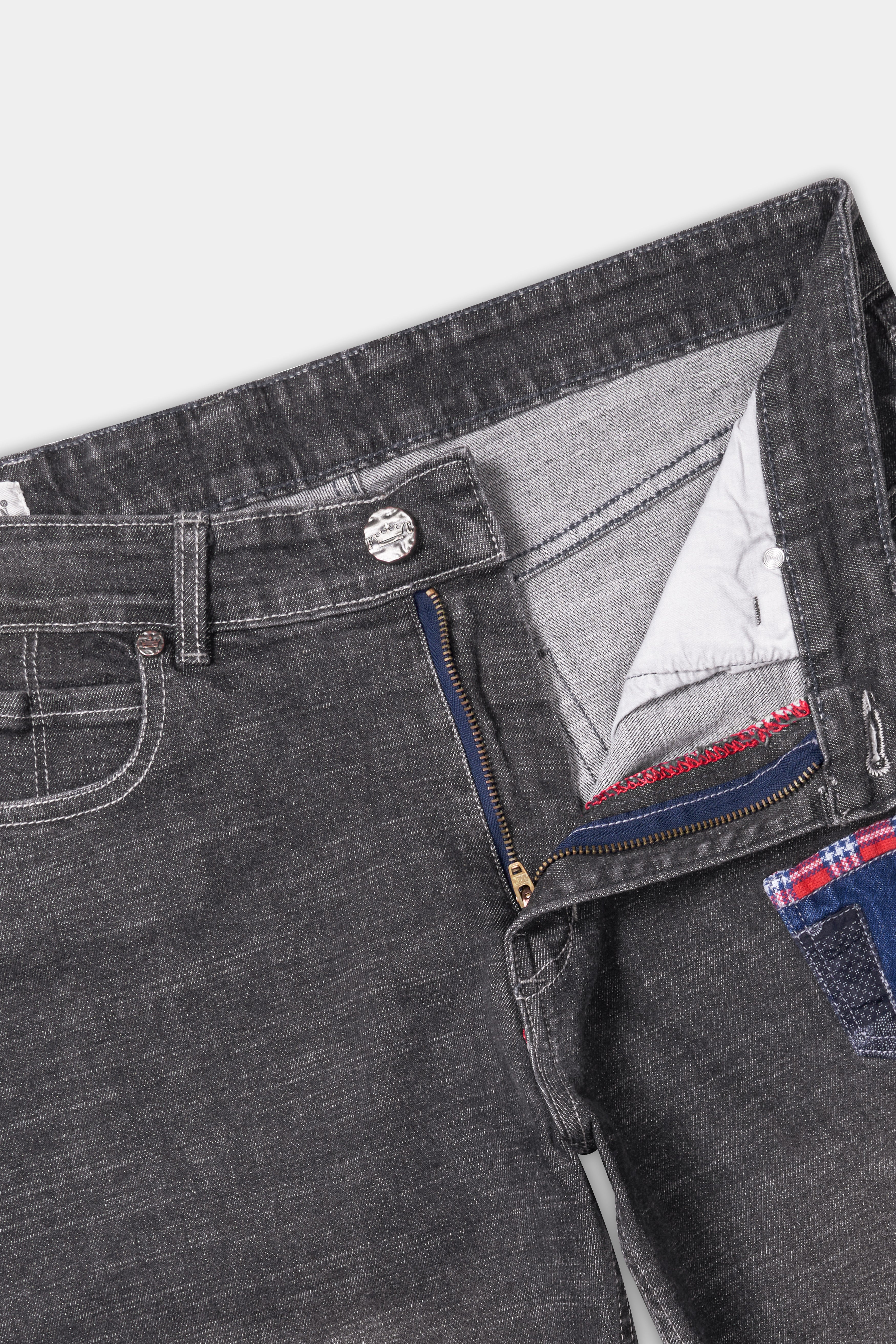 Wenge Grey Acid Wash Patch Work Stretchable Denim J268-30, J268-32, J268-34, J268-36, J268-38, J268-40
