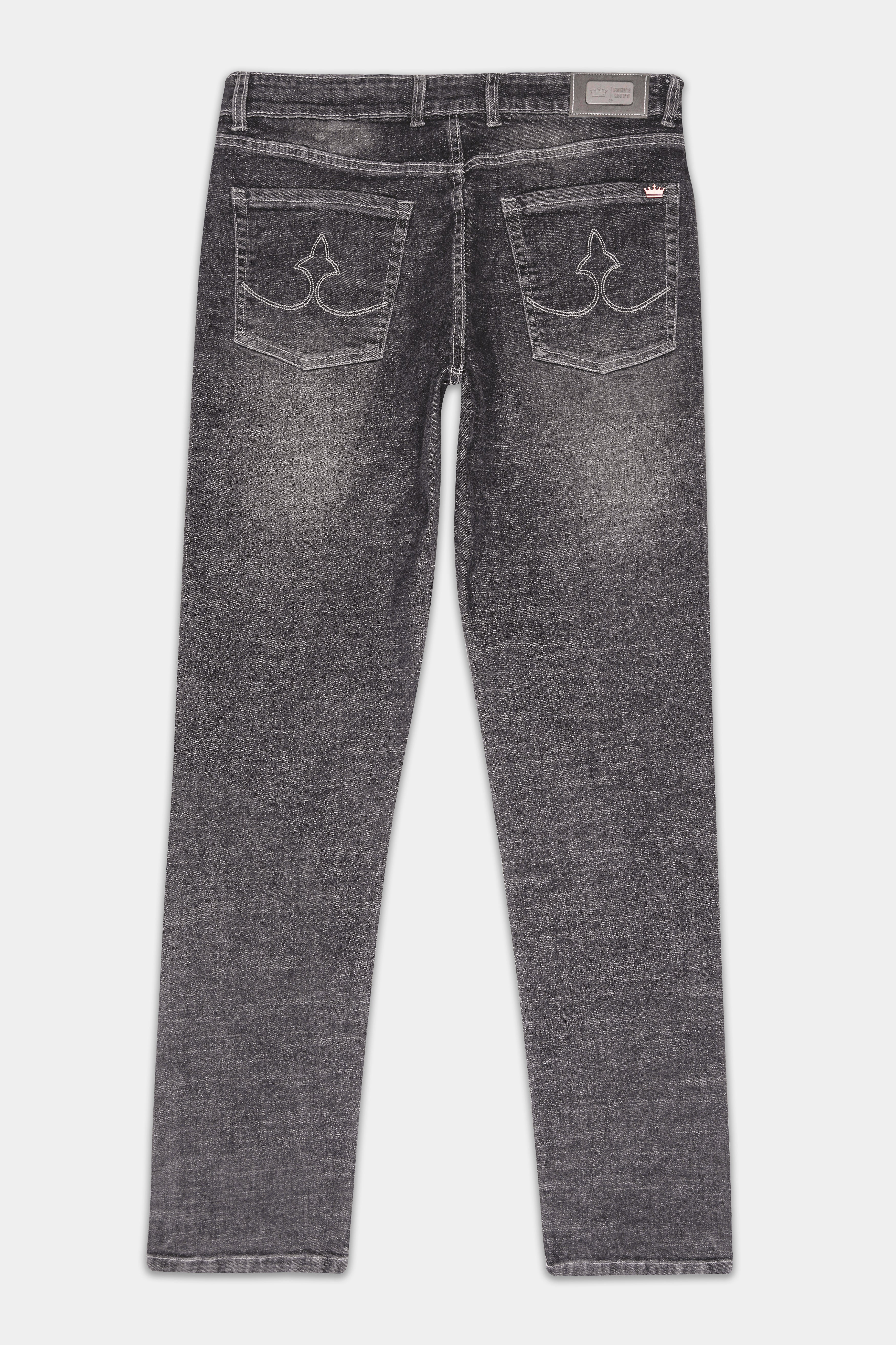 Wenge Grey Acid Wash Patch Work Stretchable Denim J268-30, J268-32, J268-34, J268-36, J268-38, J268-40