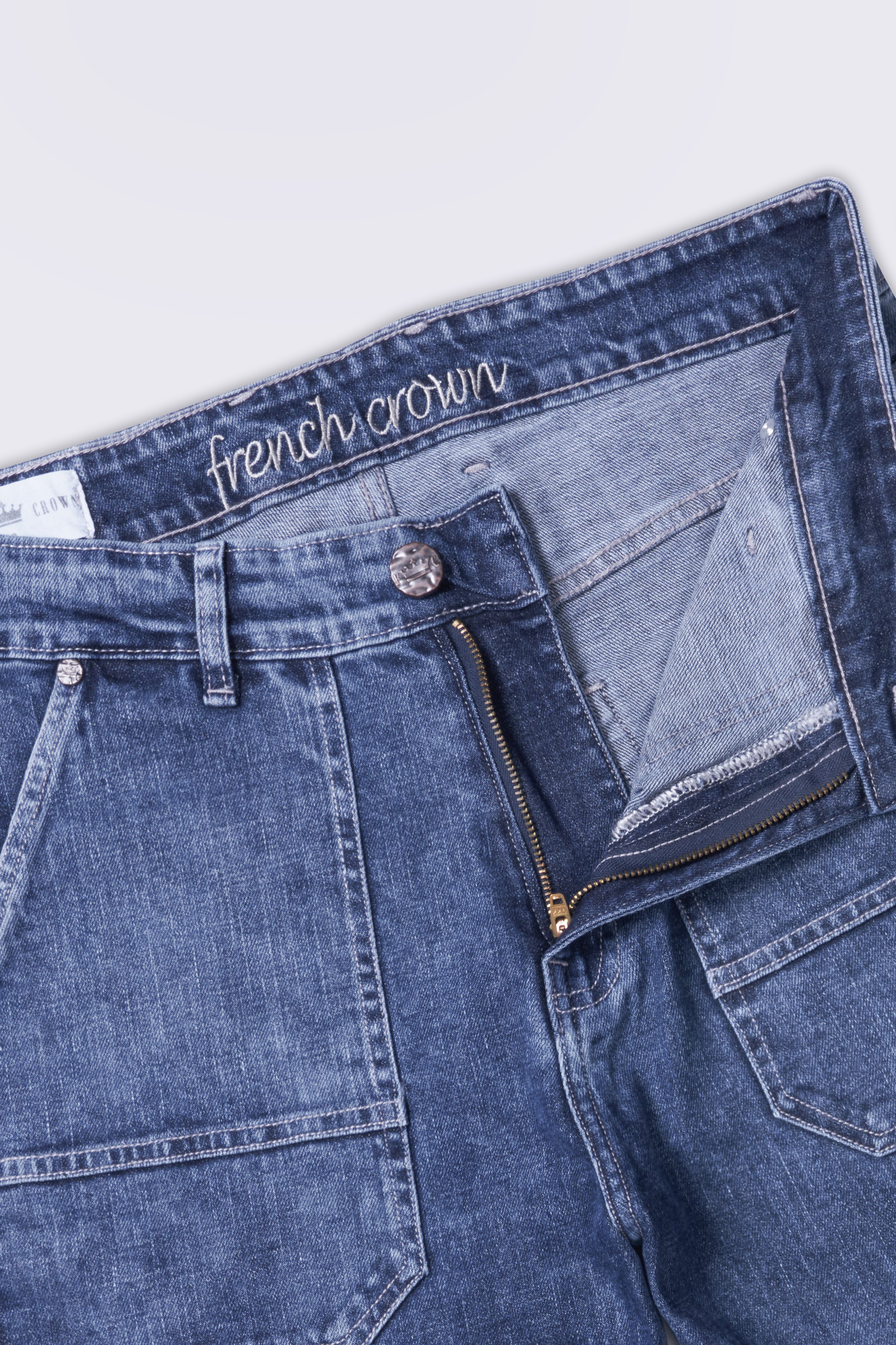 River Bed Blue Acid Wash Cargo Denim J269-30, J269-32, J269-34, J269-36, J269-38, J269-40