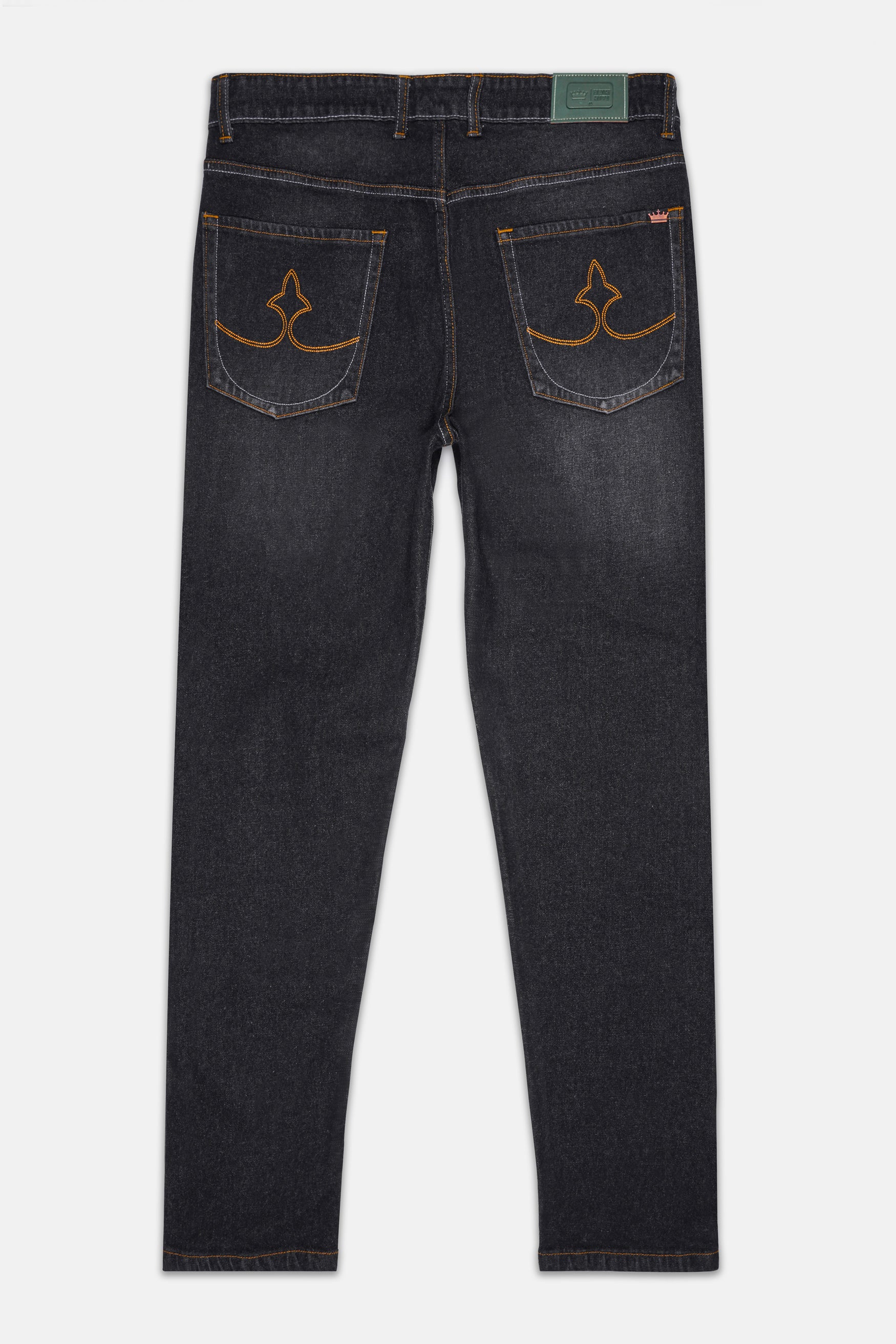 Gunmetal Gray Whiskering Wash Mildly Distressed Denim