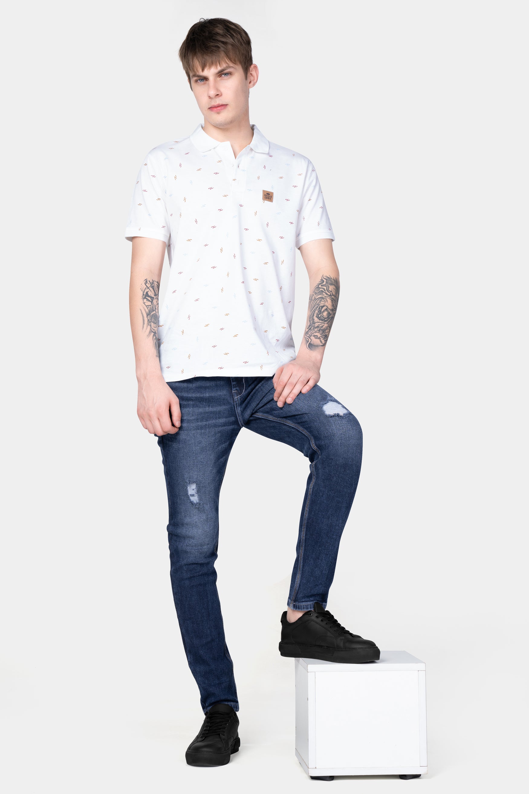 Fiord Blue Stone Wash Mildly Distressed Denim