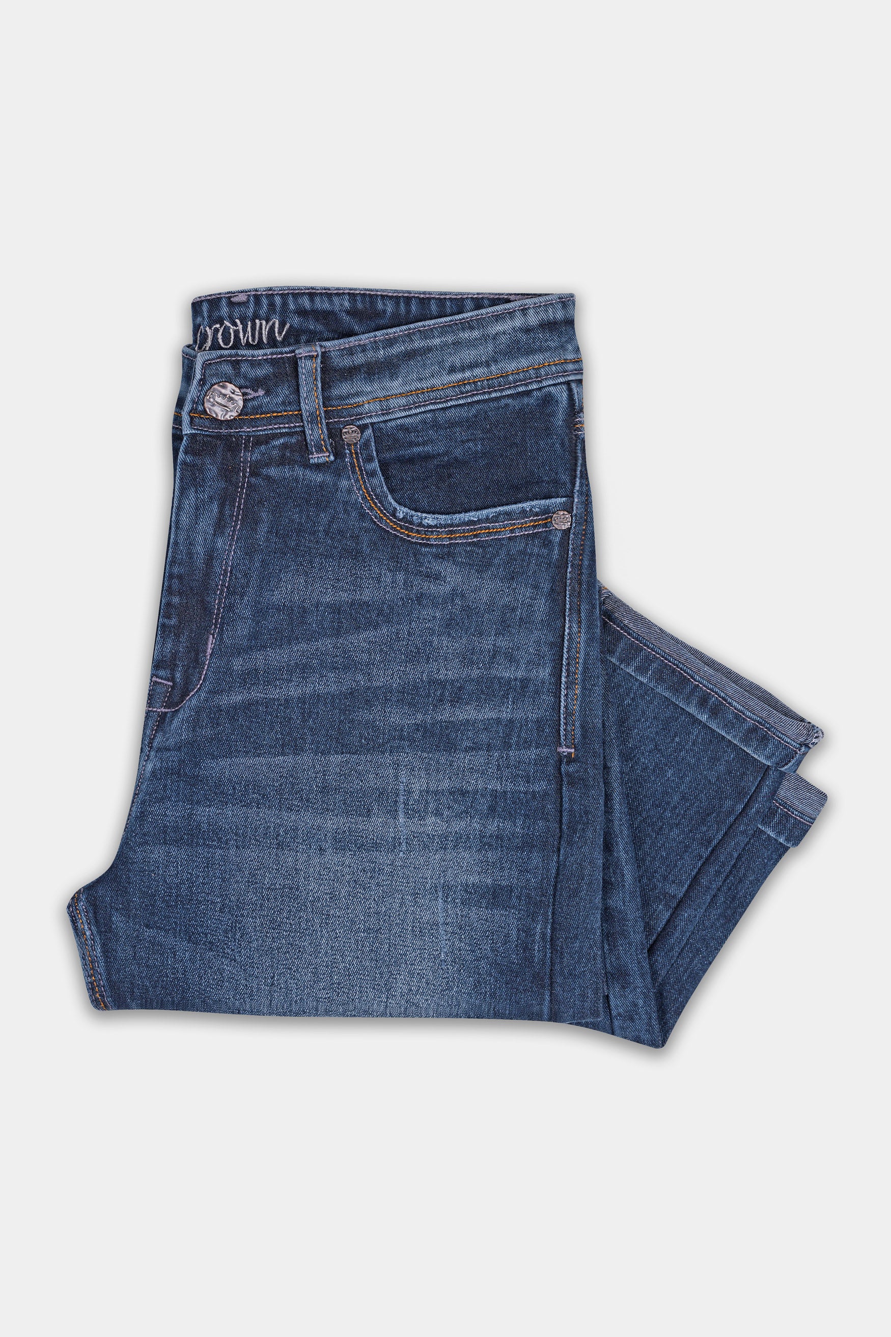 Fiord Blue Stone Wash Mildly Distressed Denim