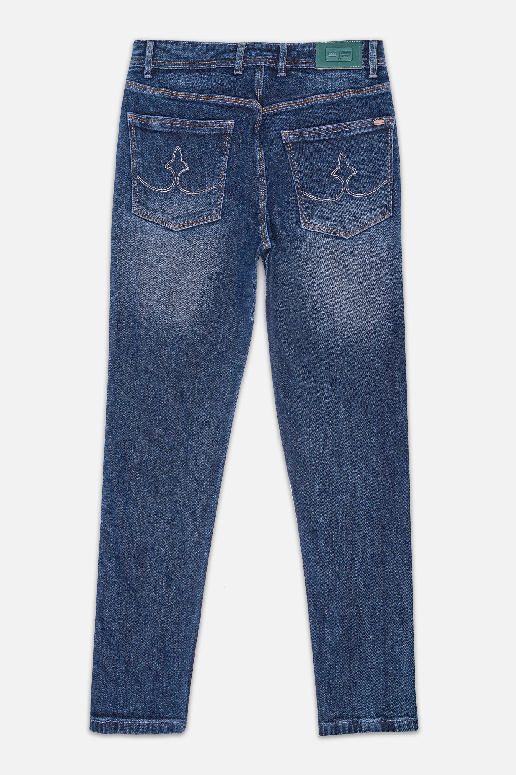 Fiord Blue Stone Wash Mildly Distressed Denim