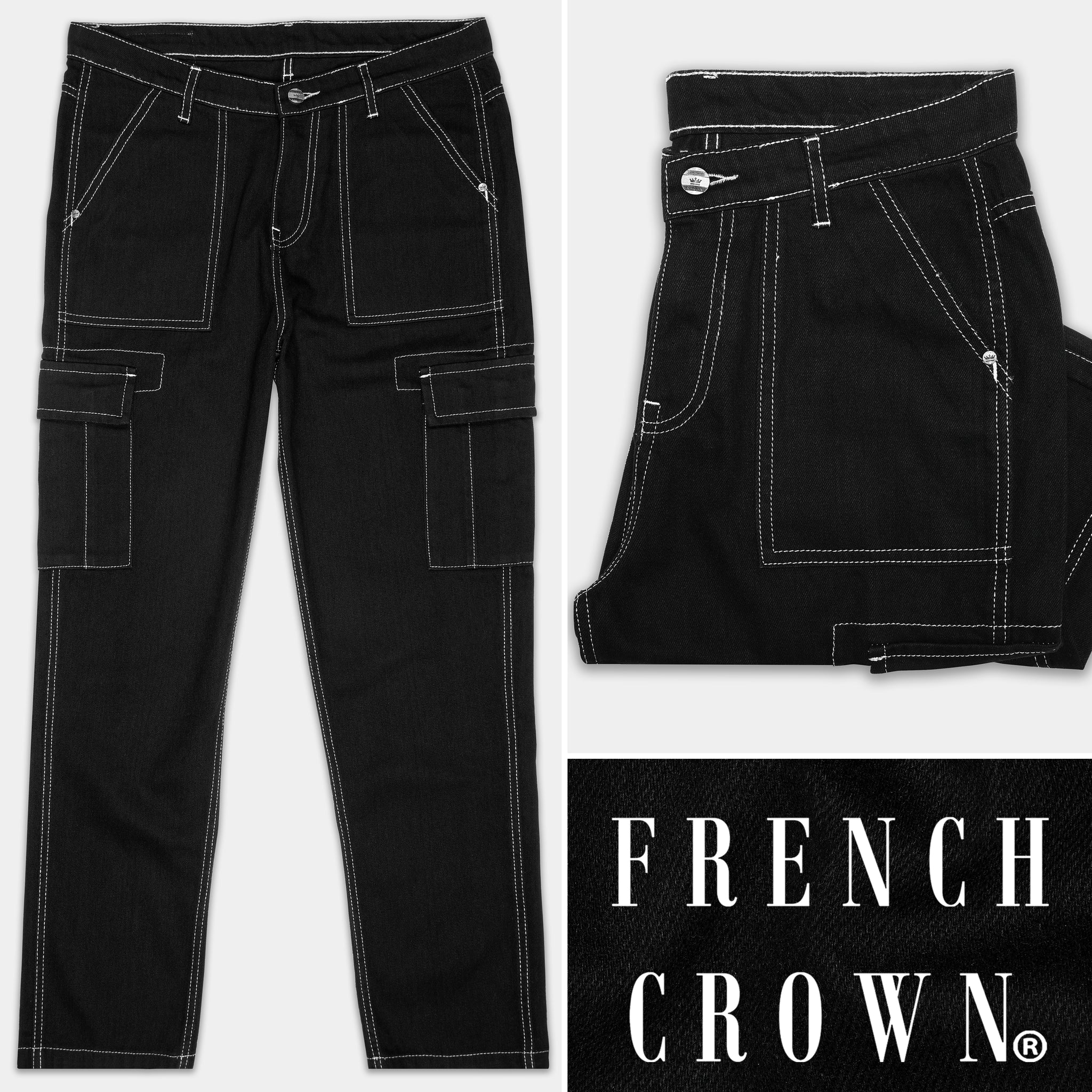 Jade Black Rinse Wash Cargo Denim