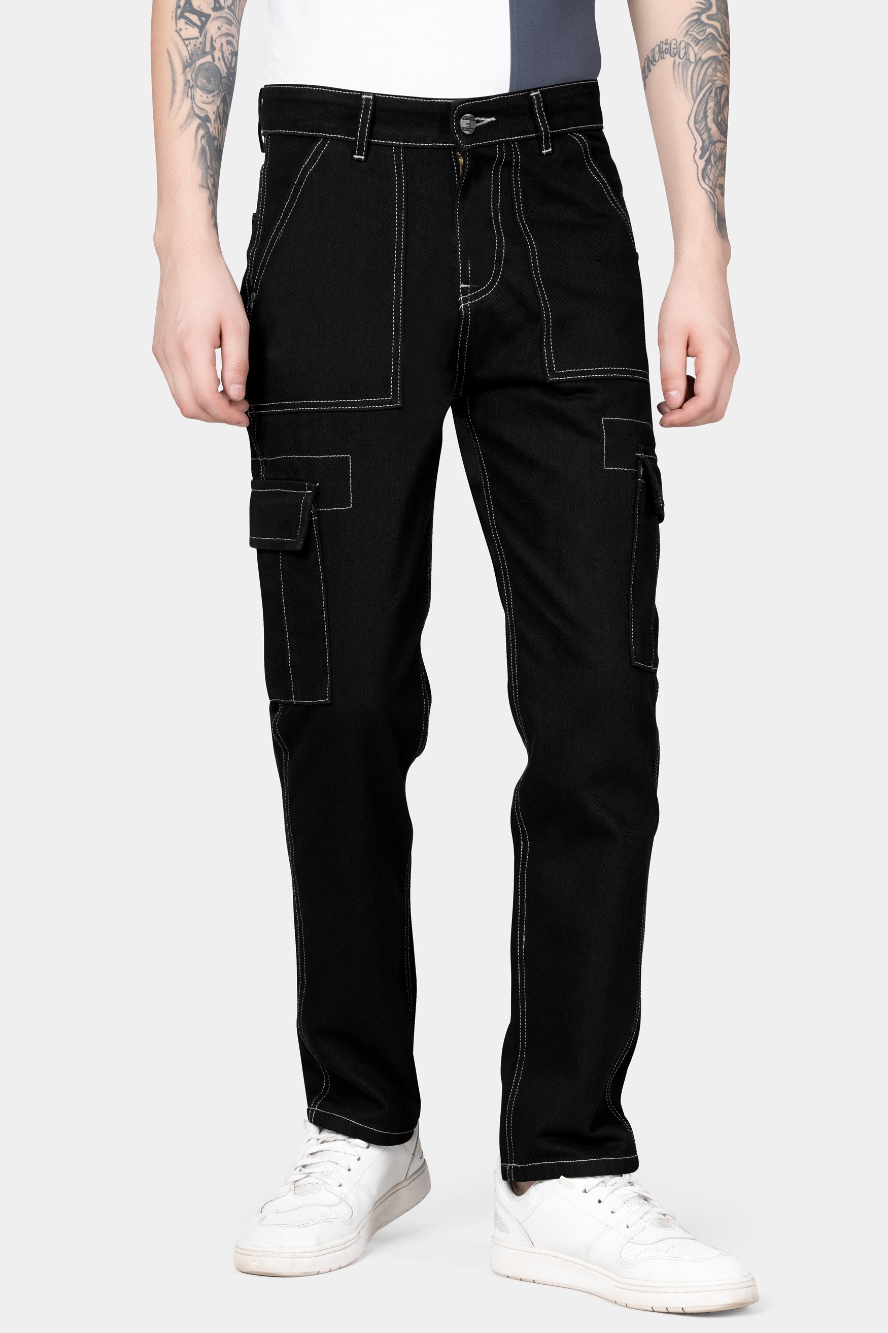 Jade Black Rinse Wash Cargo Denim
