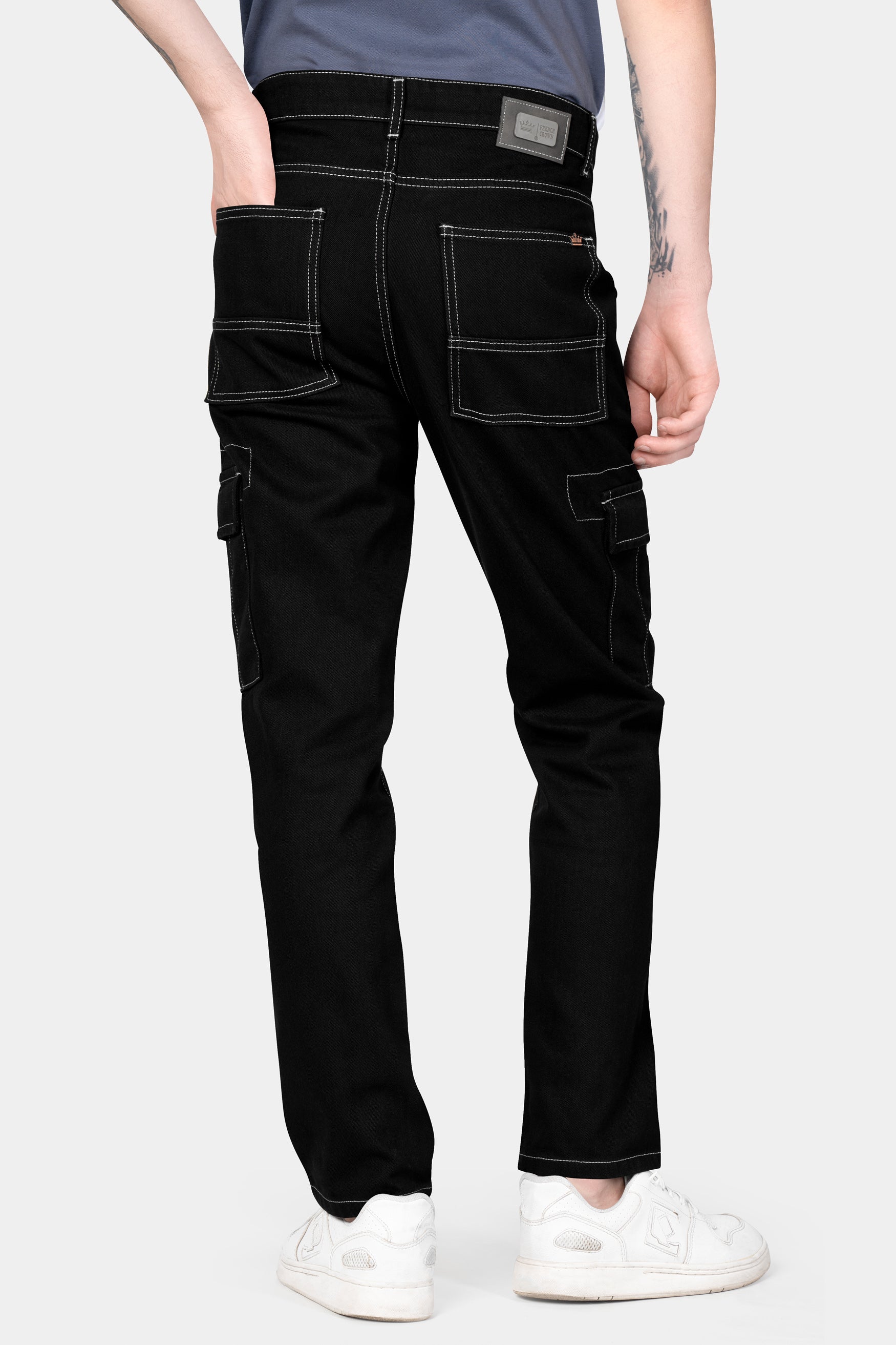Jade Black Rinse Wash Cargo Denim